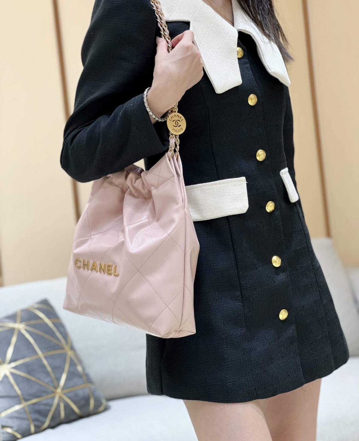 Ellebag super fake Franch Hass leather Chanel 22 Handbag craftsmanship in pink(2024 Dec Updated)-Best Quality Fake Louis Vuitton Bag Online Store, Replica designer bag ru