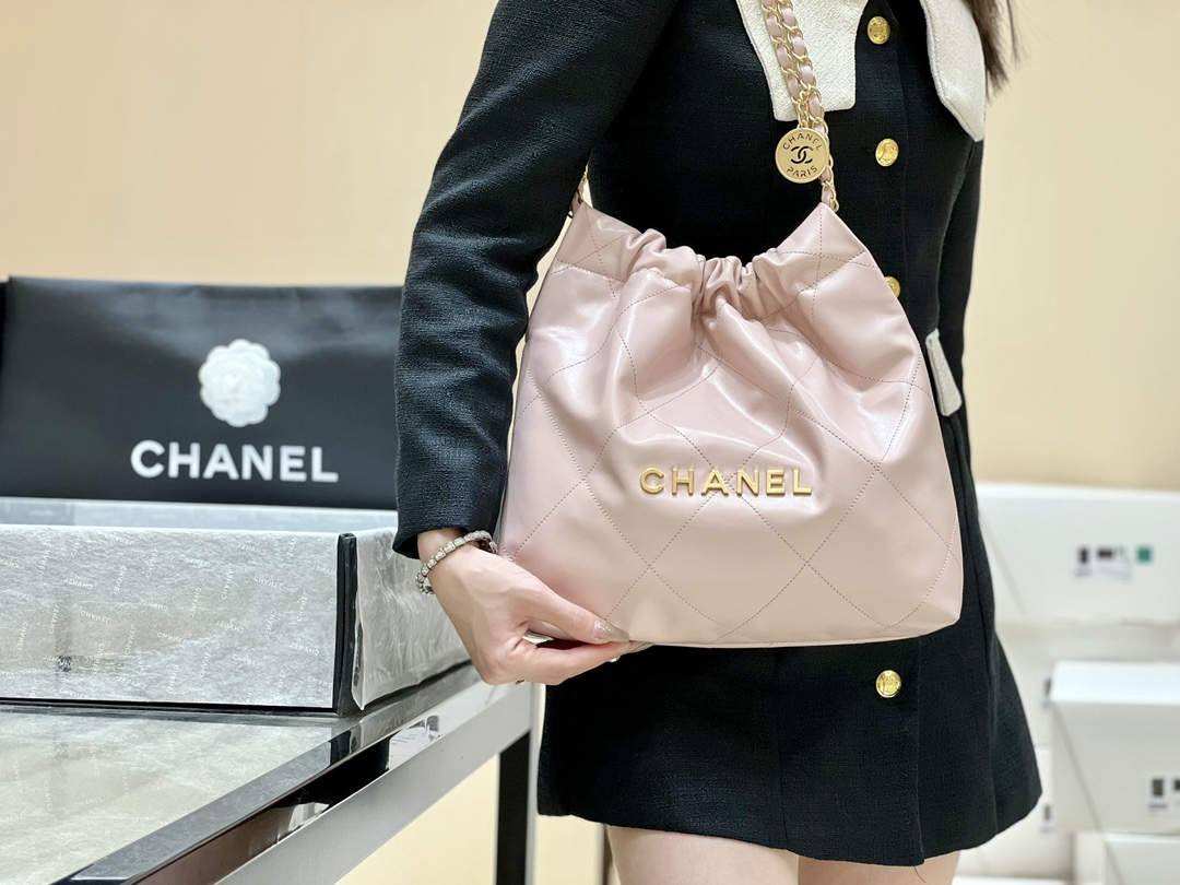 Ellebag super fake Franch Hass leather Chanel 22 Handbag craftsmanship in pink(2024 Dec Updated)-Best Quality Fake Louis Vuitton Bag Online Store, Replica designer bag ru