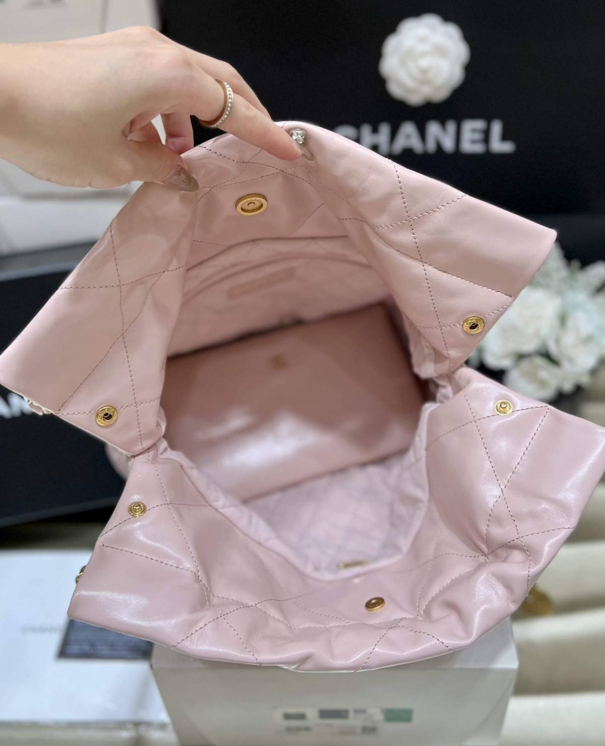 Ellebag super fake Franch Hass leather Chanel 22 Handbag craftsmanship in pink(2024 Dec Updated)-Best Quality Fake Louis Vuitton Bag Online Store, Replica designer bag ru