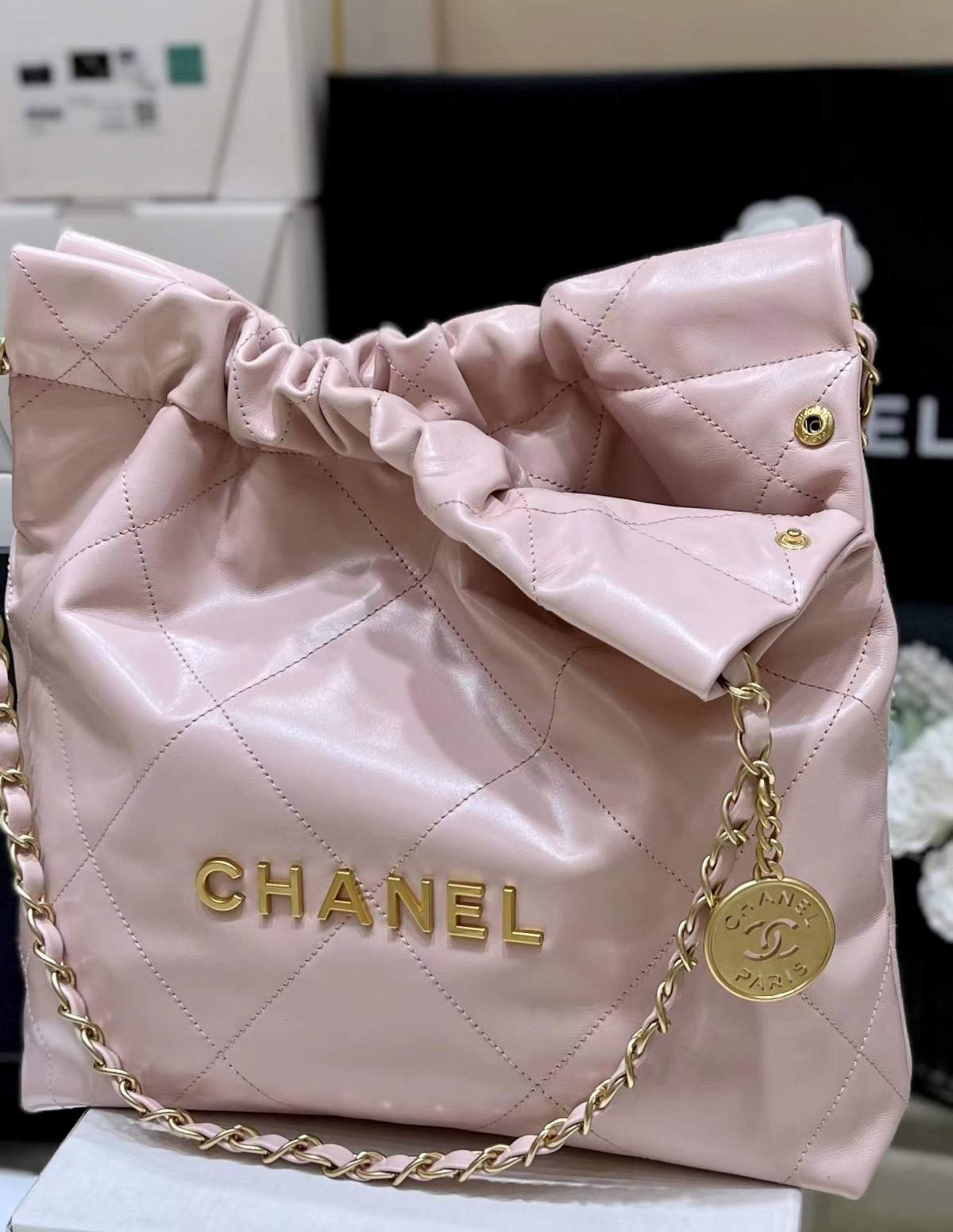 Ellebag super fake Franch Hass leather Chanel 22 Handbag craftsmanship in pink(2024 Dec Updated)-Best Quality Fake Louis Vuitton Bag Online Store, Replica designer bag ru