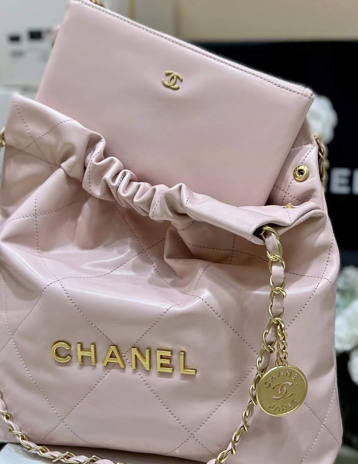 Ellebag super fake Franch Hass leather Chanel 22 Handbag craftsmanship in pink(2024 Dec Updated)-Best Quality Fake Louis Vuitton Bag Online Store, Replica designer bag ru