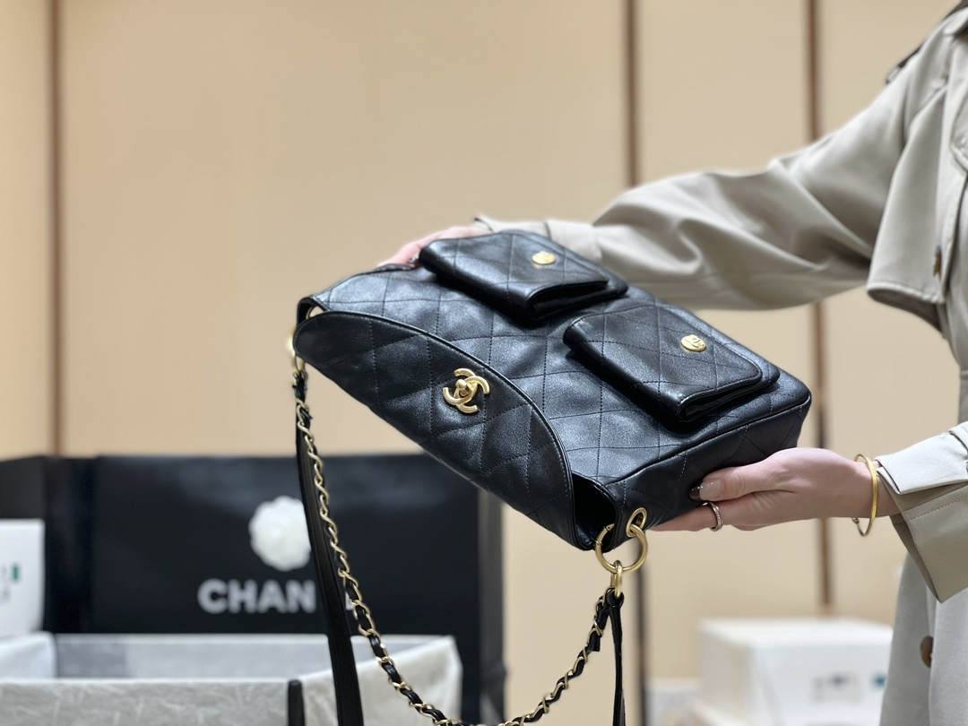 Ellebag’s Exquisite Replica of the Chanel 24P Hobo Bag: A 30cm Black Masterpiece with Aged Hardware(2024 Dec Updated)-Best Quality Fake Louis Vuitton Bag Online Store, Replica designer bag ru