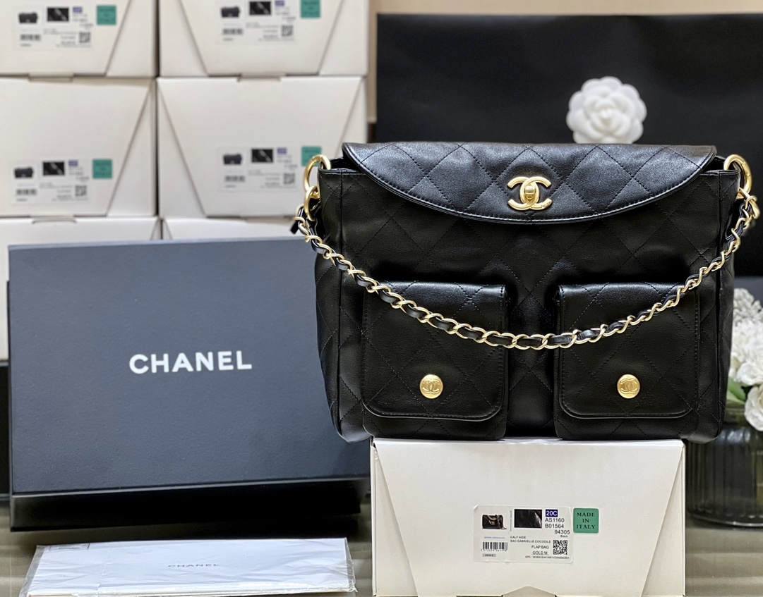 Ellebag’s Exquisite Replica of the Chanel 24P Hobo Bag: A 30cm Black Masterpiece with Aged Hardware(2024 Dec Updated)-Best Quality Fake Louis Vuitton Bag Online Store, Replica designer bag ru