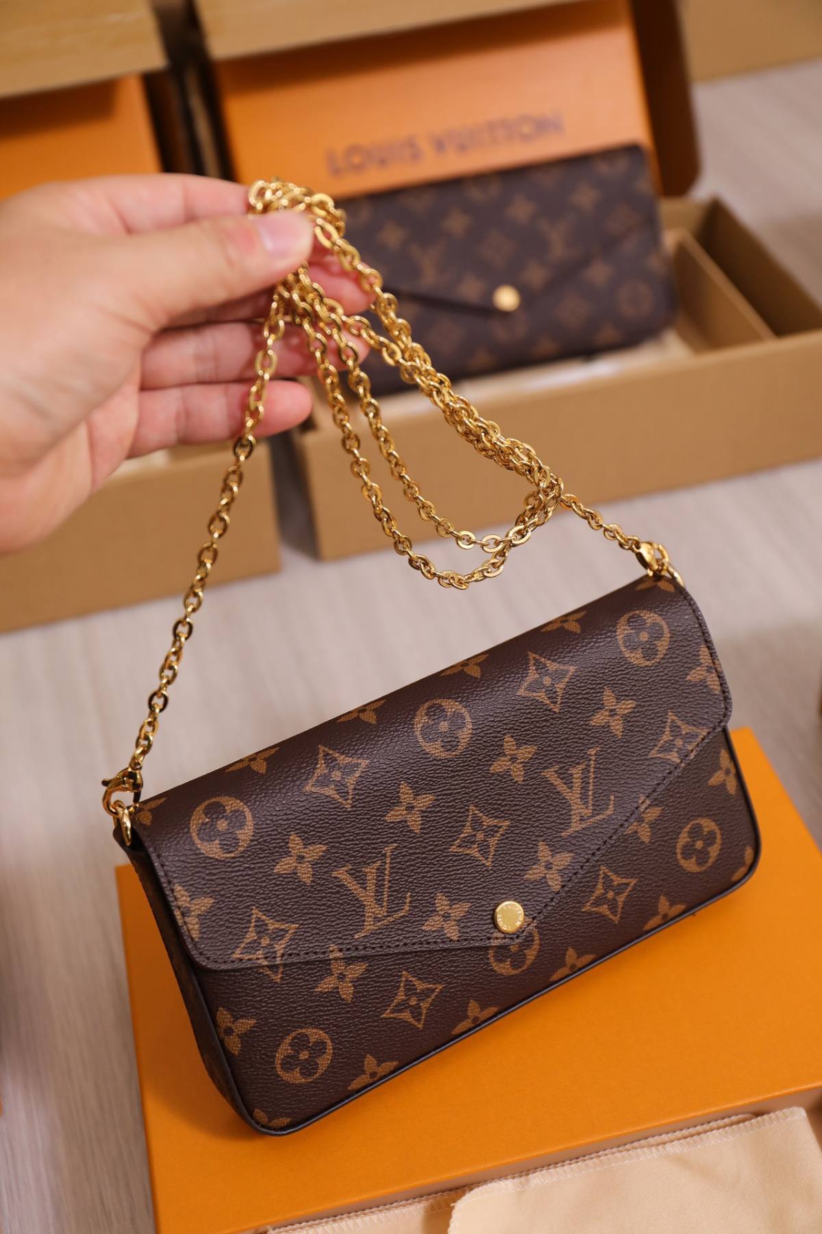 Ellebag’s 1:1 Replica of Louis Vuitton M61276 Pochette Félicie Chain Bag(2024 Dec Updated)-Best Quality Fake Louis Vuitton Bag Online Store, Replica designer bag ru