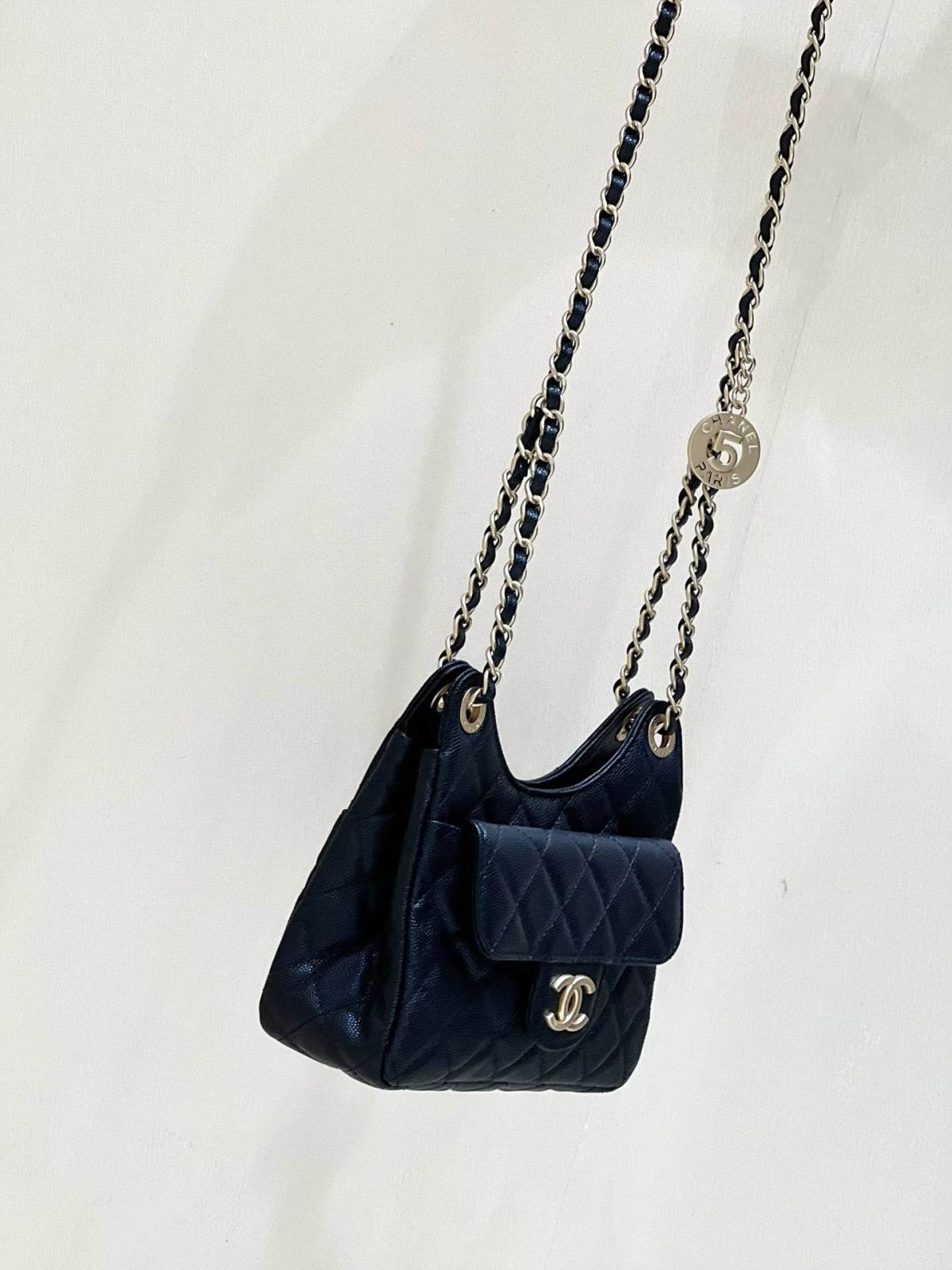 Ellebag’s Exquisite Replica: The Black Caviar Leather Chanel Small Hobo Bag with Gold Hardware(2024 Dec Updated)-Best Quality Replica designer Bag factory in China