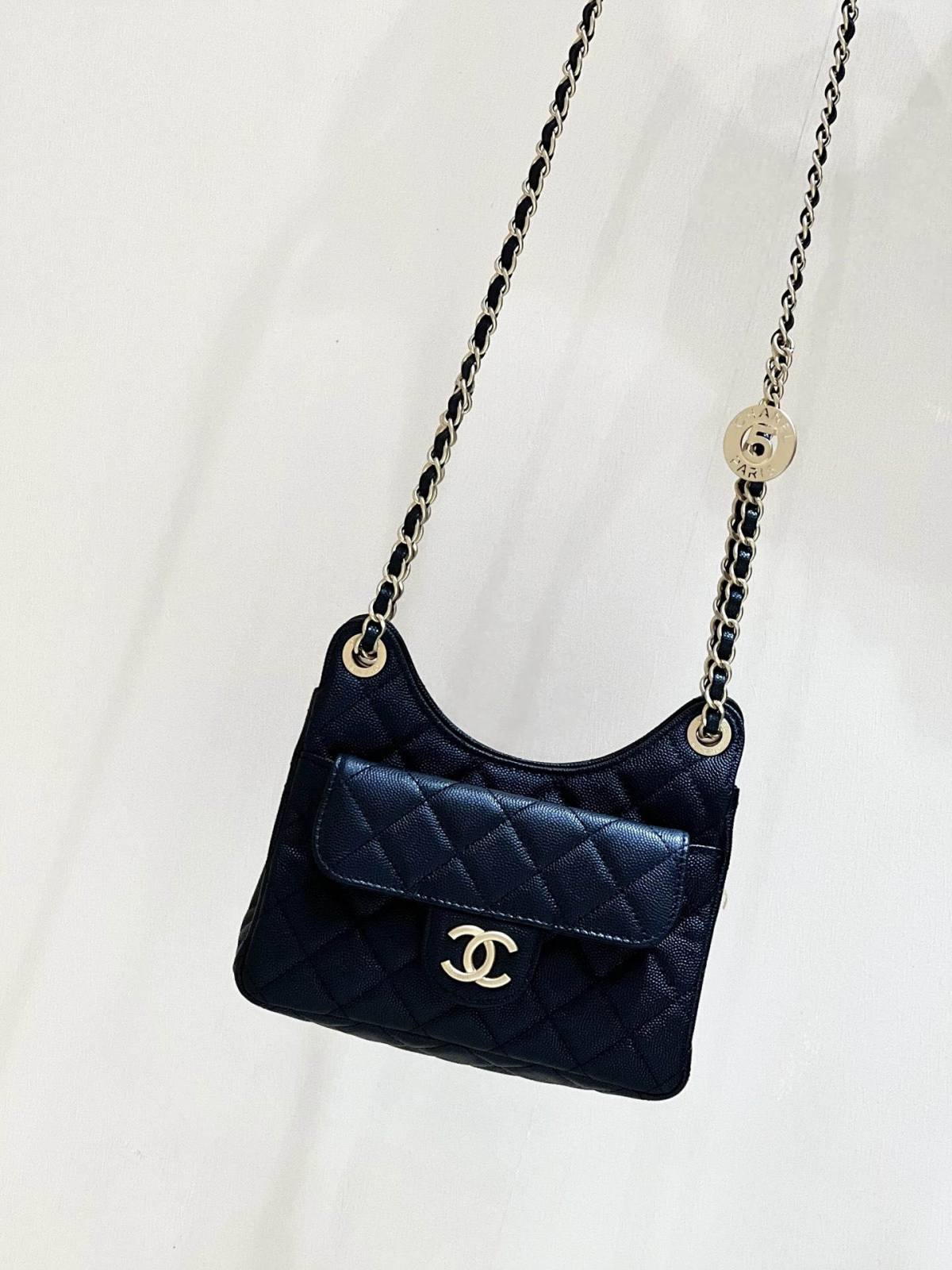 Ellebag’s Exquisite Replica: The Black Caviar Leather Chanel Small Hobo Bag with Gold Hardware(2024 Dec Updated)-Best Quality Replica designer Bag factory in China