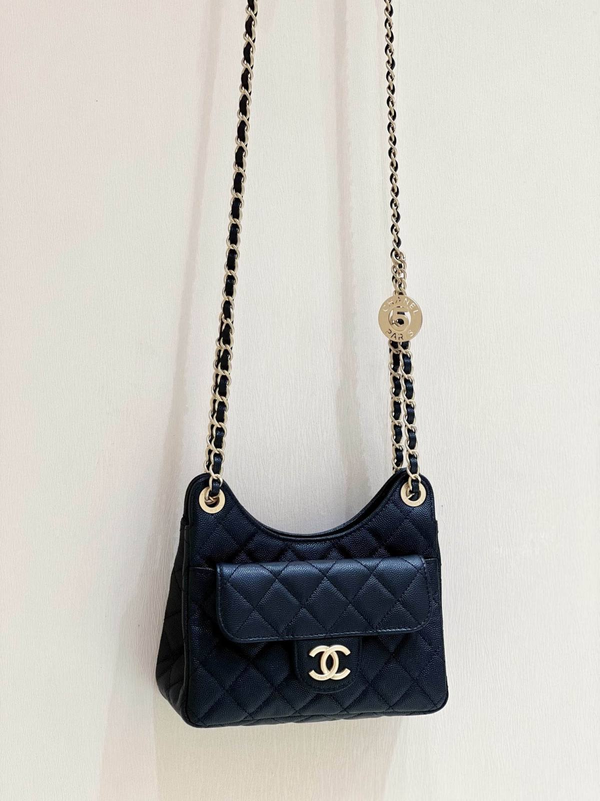 Ellebag’s Exquisite Replica: The Black Caviar Leather Chanel Small Hobo Bag with Gold Hardware(2024 Dec Updated)-Best Quality Replica designer Bag factory in China