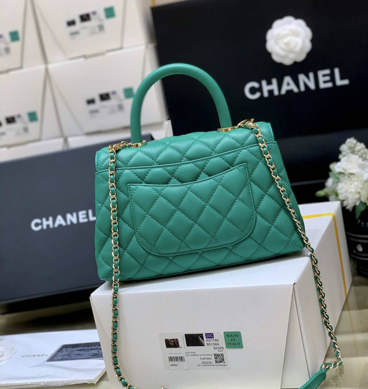 Ellebag’s Exquisite Replica: The Blue Caviar Leather Chanel Coco Handle 22P with Champagne Gold Hardware(2024 Dec Updated)-Best Quality Fake Louis Vuitton Bag Online Store, Replica designer bag ru