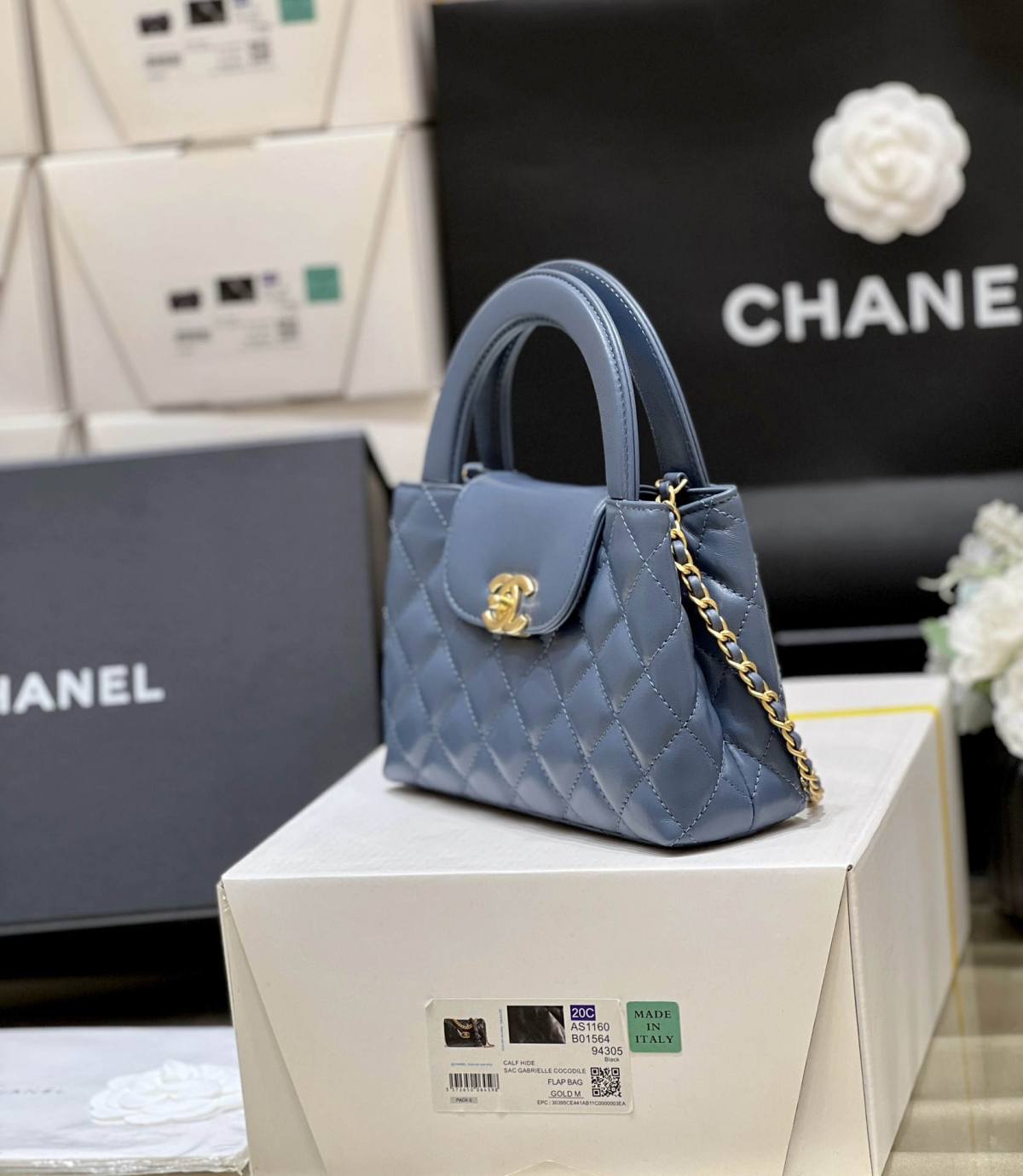 Ellebag’s Exquisite Replica: The Blue Lambskin Chanel Mini Kelly-Style Shopping Bag(2024 Dec Updated)-בעסטער קוואַליטעט שווינדל לוי ווויטטאָן באַג אָנליין קראָם, רעפּליקע דיזיינער זעקל רו