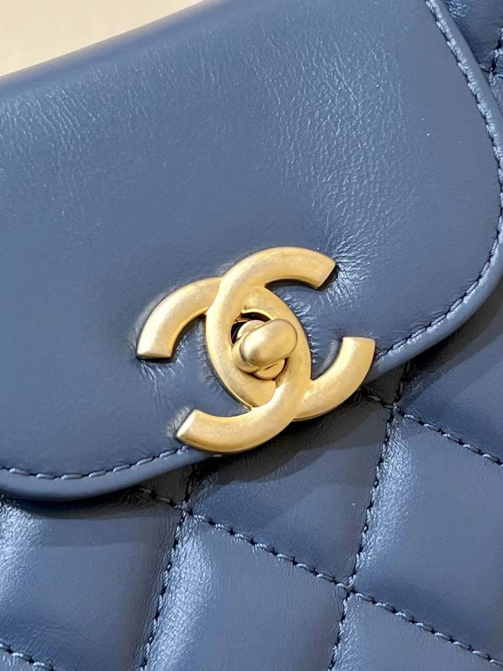 Ellebag’s Exquisite Replica: The Blue Lambskin Chanel Mini Kelly-Style Shopping Bag(2024 Dec Updated)-בעסטער קוואַליטעט שווינדל לוי ווויטטאָן באַג אָנליין קראָם, רעפּליקע דיזיינער זעקל רו