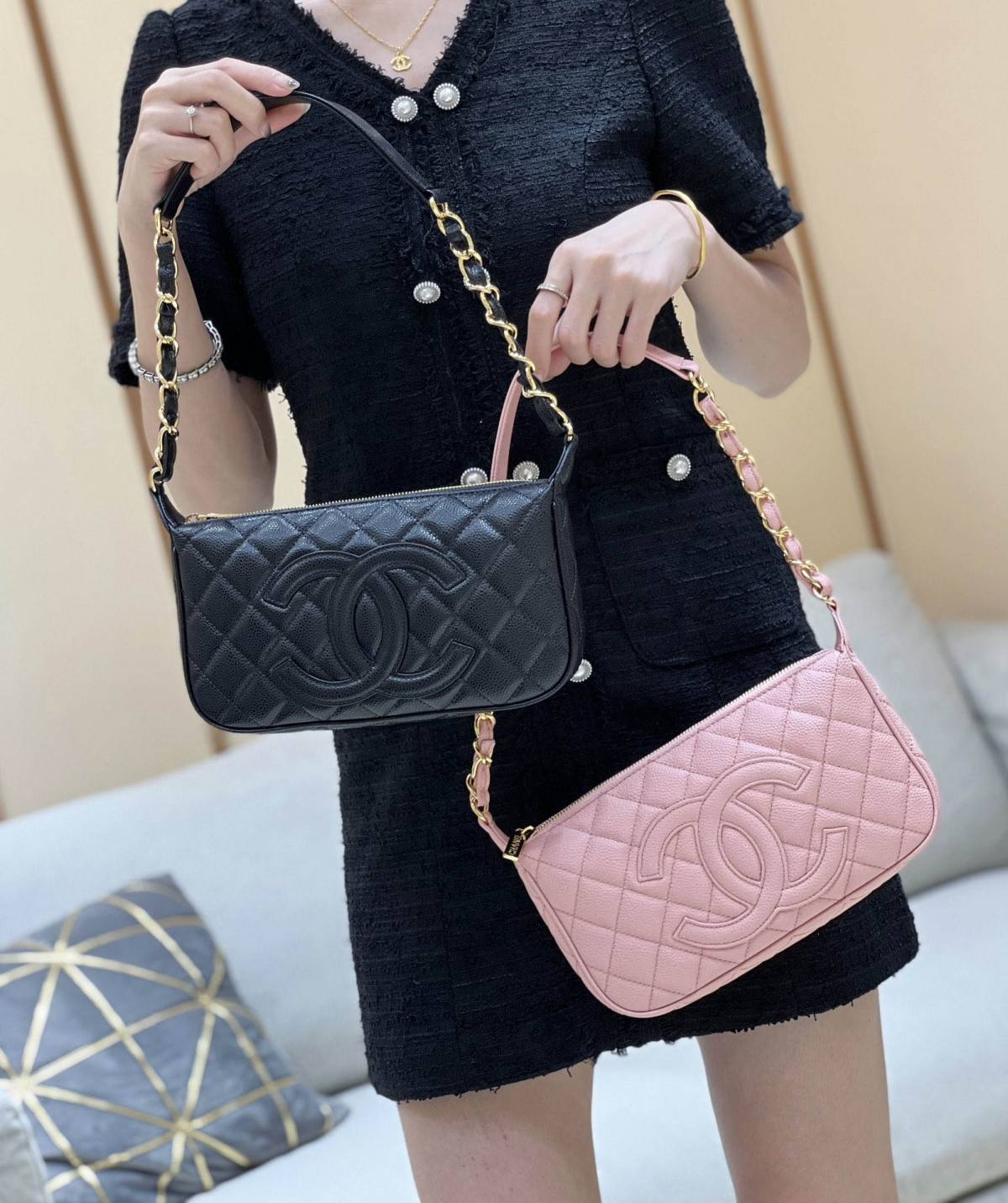 Ellebag’s Exquisite Replica: The Pink Caviar Leather Chanel Bag with Wide Leather-Interlaced Chain and Gold Hardware(2024 Dec Updated)-Интернет-магазин поддельной сумки Louis Vuitton лучшего качества, копия дизайнерской сумки ru