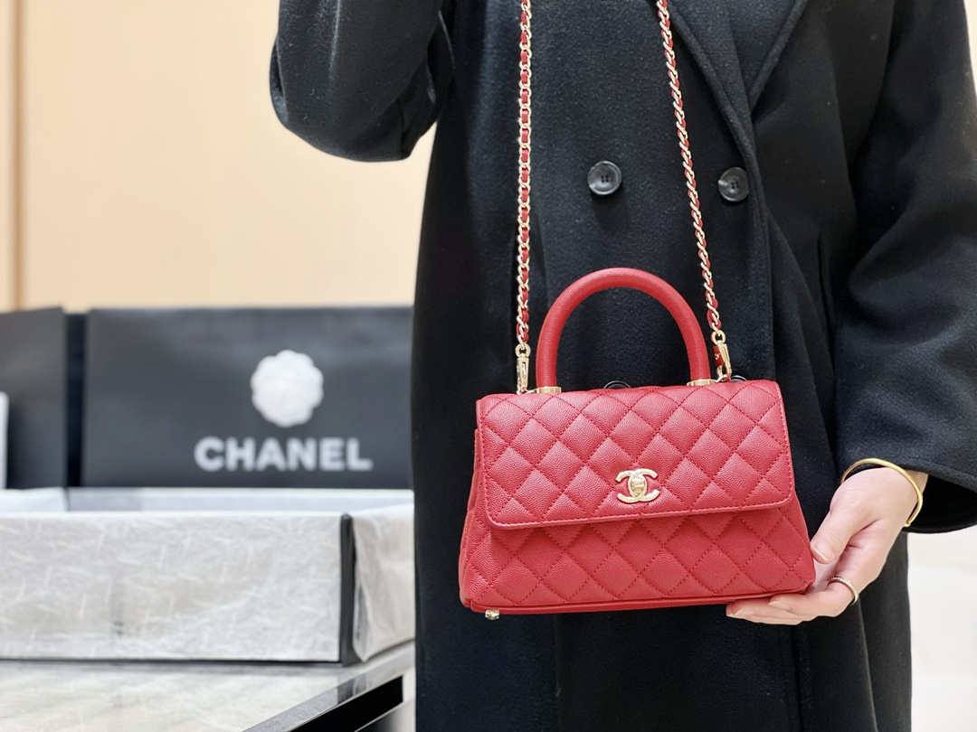 Ellebag’s Exquisite Replica: The Red Caviar Leather Chanel Coco Handle 22P with Champagne Gold Hardware(2024 Dec Updated)-Dyqani në internet i çantave të rreme Louis Vuitton me cilësi më të mirë, çanta modeli kopje ru