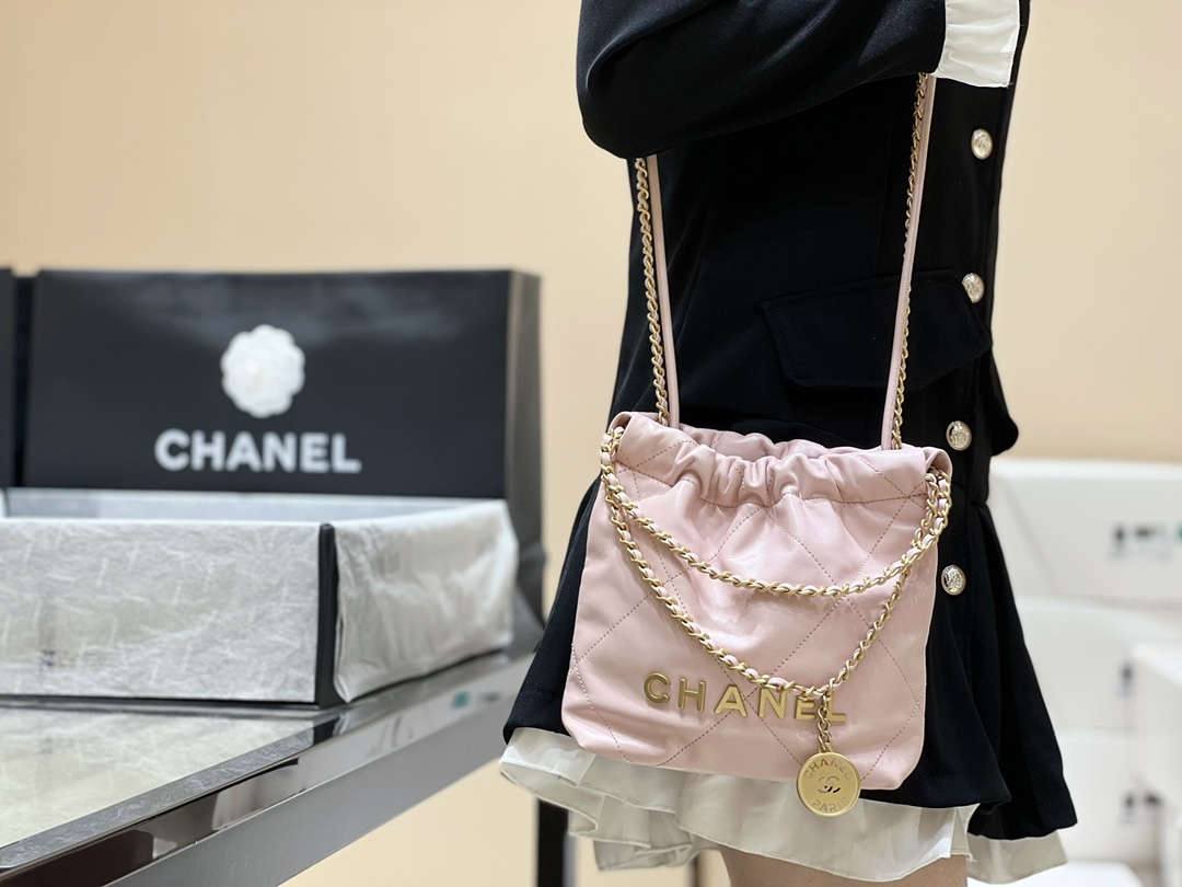 Ellebag’s Masterful Recreation of the Chanel 22 Mini Bag in Pink Lambskin with Gold Hardware(2024 Dec Updated)-Best Quality Replica designer Bag factory in China