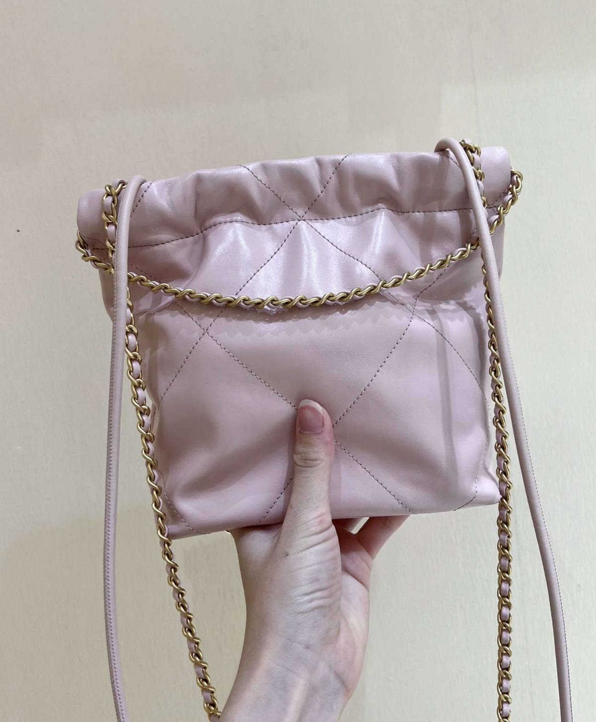 Ellebag’s Masterful Recreation of the Chanel 22 Mini Bag in Pink Lambskin with Gold Hardware(2024 Dec Updated)-Best Quality Replica designer Bag factory in China