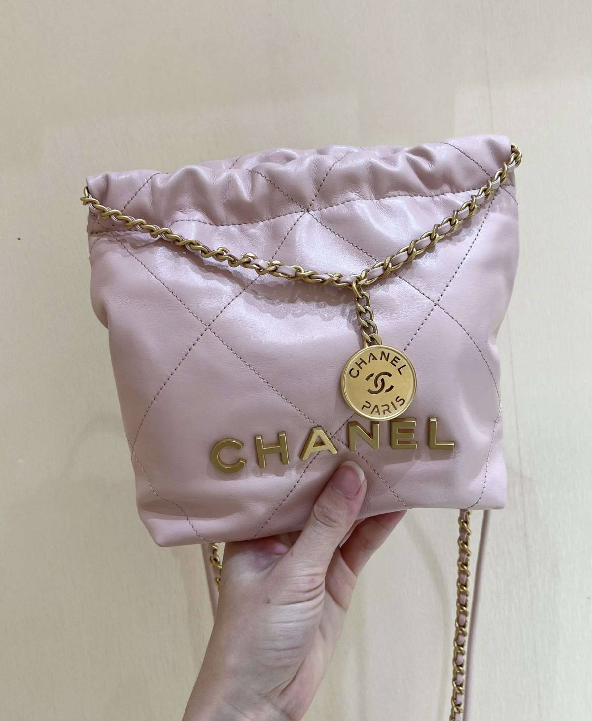 Ellebag’s Masterful Recreation of the Chanel 22 Mini Bag in Pink Lambskin with Gold Hardware(2024 Dec Updated)-Best Quality Replica designer Bag factory in China