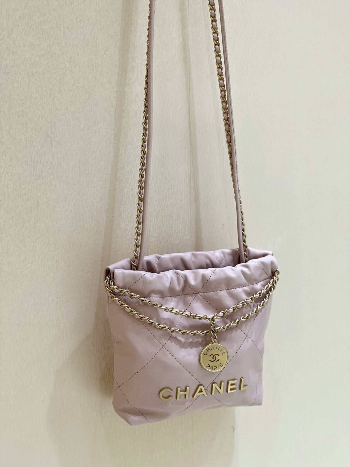 Ellebag’s Masterful Recreation of the Chanel 22 Mini Bag in Pink Lambskin with Gold Hardware(2024 Dec Updated)-Best Quality Replica designer Bag factory in China