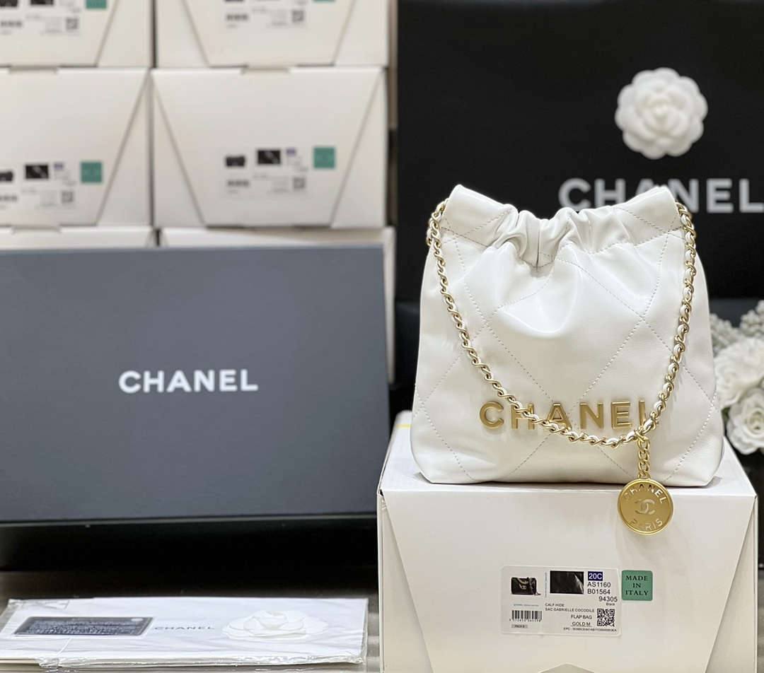 Ellebag’s Masterful Recreation of the Chanel 22 Mini Bag in White Lambskin with Gold Hardware(2024 Dec Updated)-Best Quality Fake Louis Vuitton Bag Online Store, Replica designer bag ru