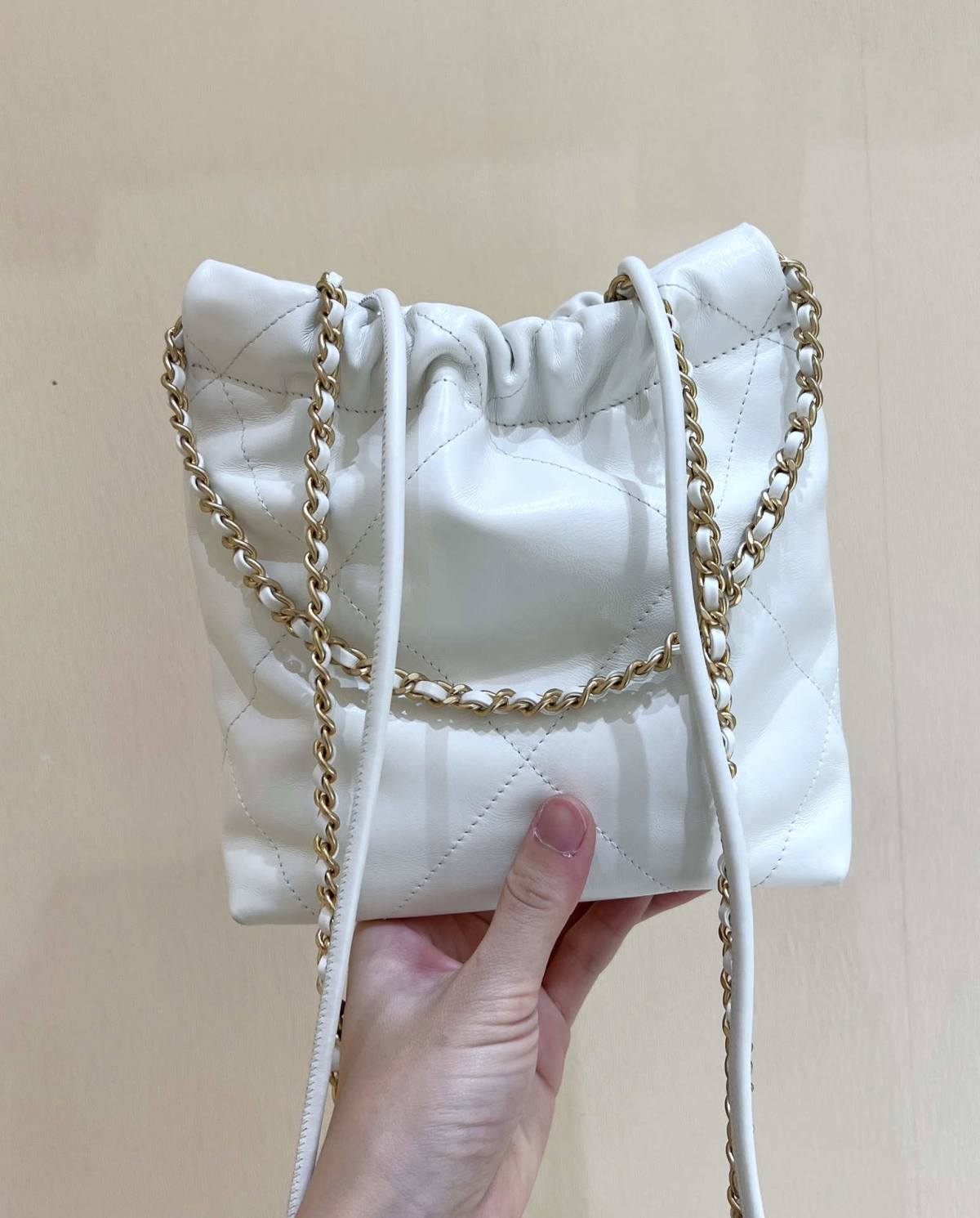 Ellebag’s Masterful Recreation of the Chanel 22 Mini Bag in White Lambskin with Gold Hardware(2024 Dec Updated)-Best Quality Fake Louis Vuitton Bag Online Store, Replica designer bag ru