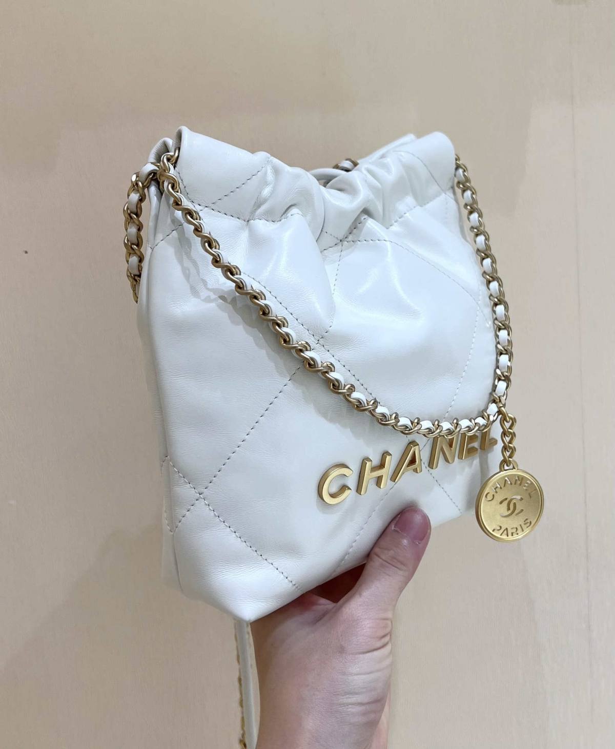 Ellebag’s Masterful Recreation of the Chanel 22 Mini Bag in White Lambskin with Gold Hardware(2024 Dec Updated)-Best Quality Fake Louis Vuitton Bag Online Store, Replica designer bag ru