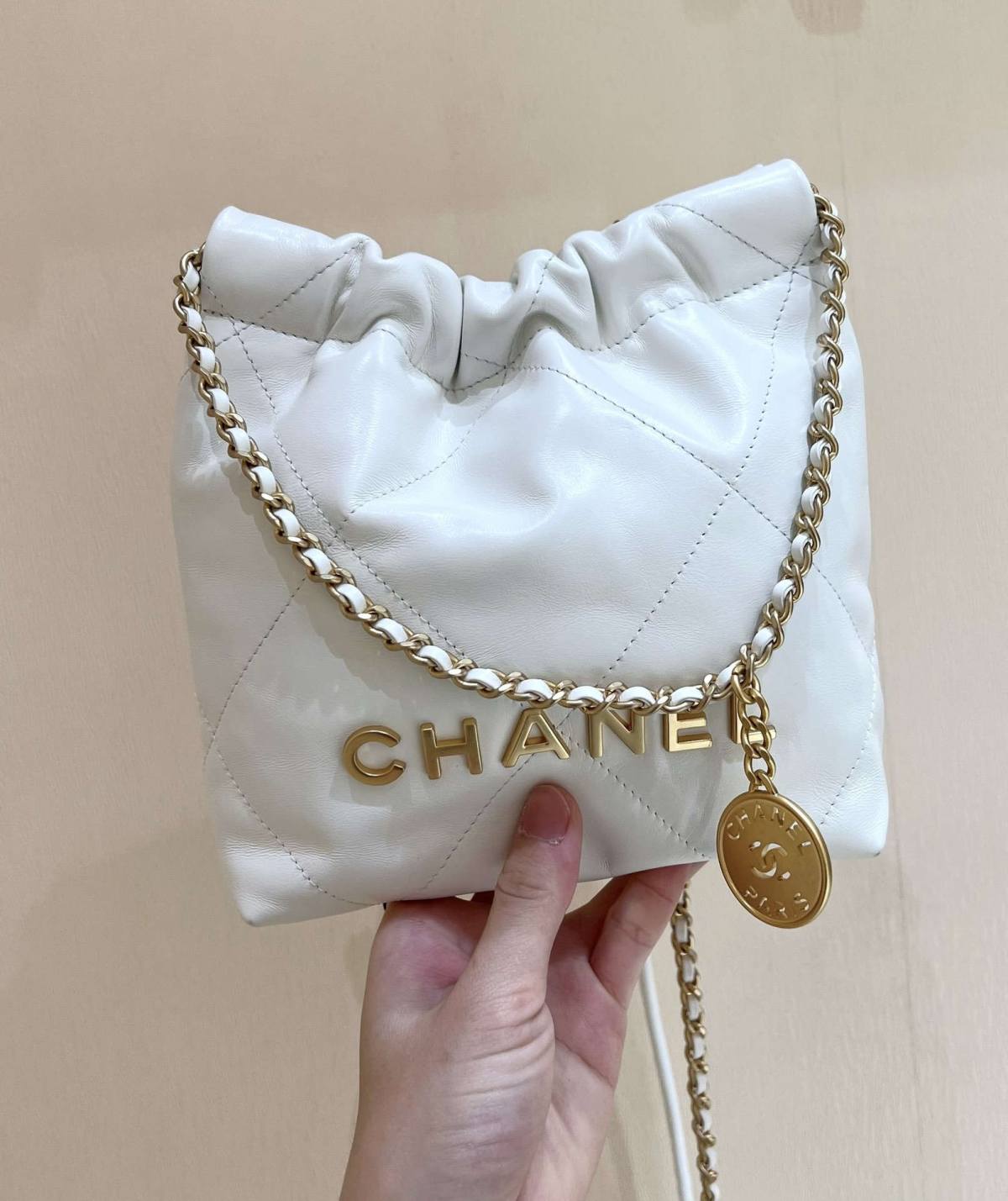 Ellebag’s Masterful Recreation of the Chanel 22 Mini Bag in White Lambskin with Gold Hardware(2024 Dec Updated)-Best Quality Fake Louis Vuitton Bag Online Store, Replica designer bag ru