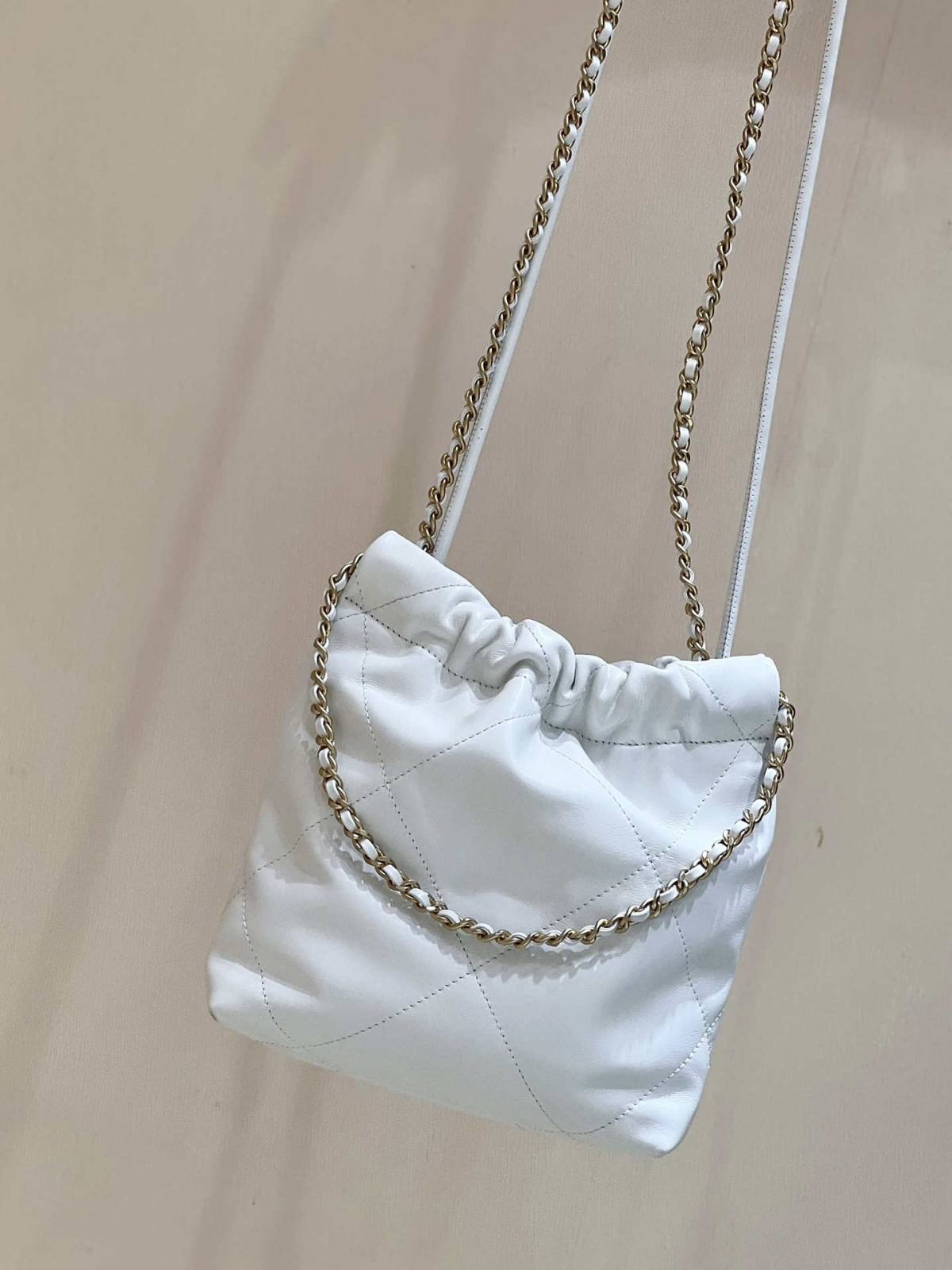 Ellebag’s Masterful Recreation of the Chanel 22 Mini Bag in White Lambskin with Gold Hardware(2024 Dec Updated)-Best Quality Fake Louis Vuitton Bag Online Store, Replica designer bag ru