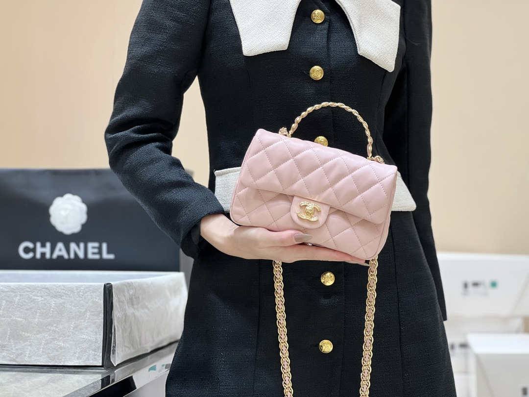 Ellebag’s Masterful Recreation of the Chanel 23S AS4023 Pink Gold Lambskin Top Handle Bag(2024 Dec Updated)-Best Quality Fake Louis Vuitton Bag Online Store, Replica designer bag ru