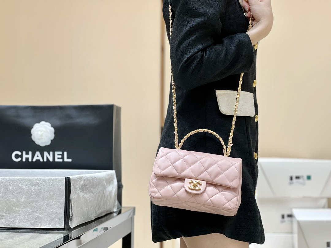 Ellebag’s Masterful Recreation of the Chanel 23S AS4023 Pink Gold Lambskin Top Handle Bag(2024 Dec Updated)-Best Quality Fake Louis Vuitton Bag Online Store, Replica designer bag ru