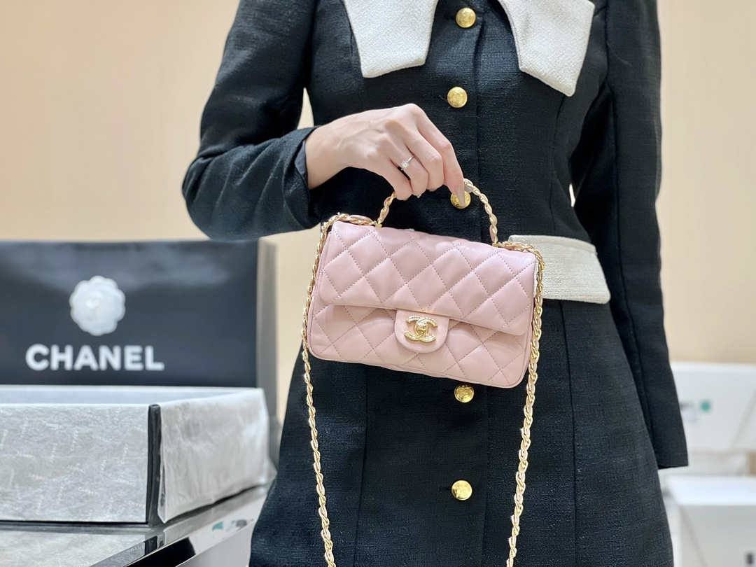 Ellebag’s Masterful Recreation of the Chanel 23S AS4023 Pink Gold Lambskin Top Handle Bag(2024 Dec Updated)-Best Quality Fake Louis Vuitton Bag Online Store, Replica designer bag ru