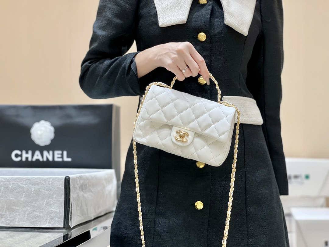 Ellebag’s Masterful Recreation of the Chanel 23S AS4023 White Gold Lambskin Top Handle Bag(2024 Dec Updated)-Bästa kvalitet Fake Louis Vuitton Bag Online Store, Replica designer bag ru