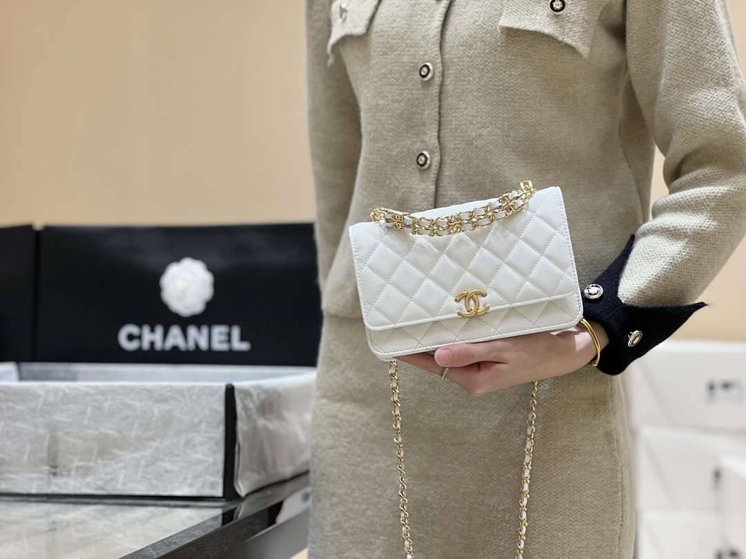 Ellebag’s Masterful Recreation of the Chanel AP3019 White Caviar Leather Wallet on Chain(2025 Jan Updated)-Best Quality Fake Louis Vuitton Bag Online Store, Replica designer bag ru