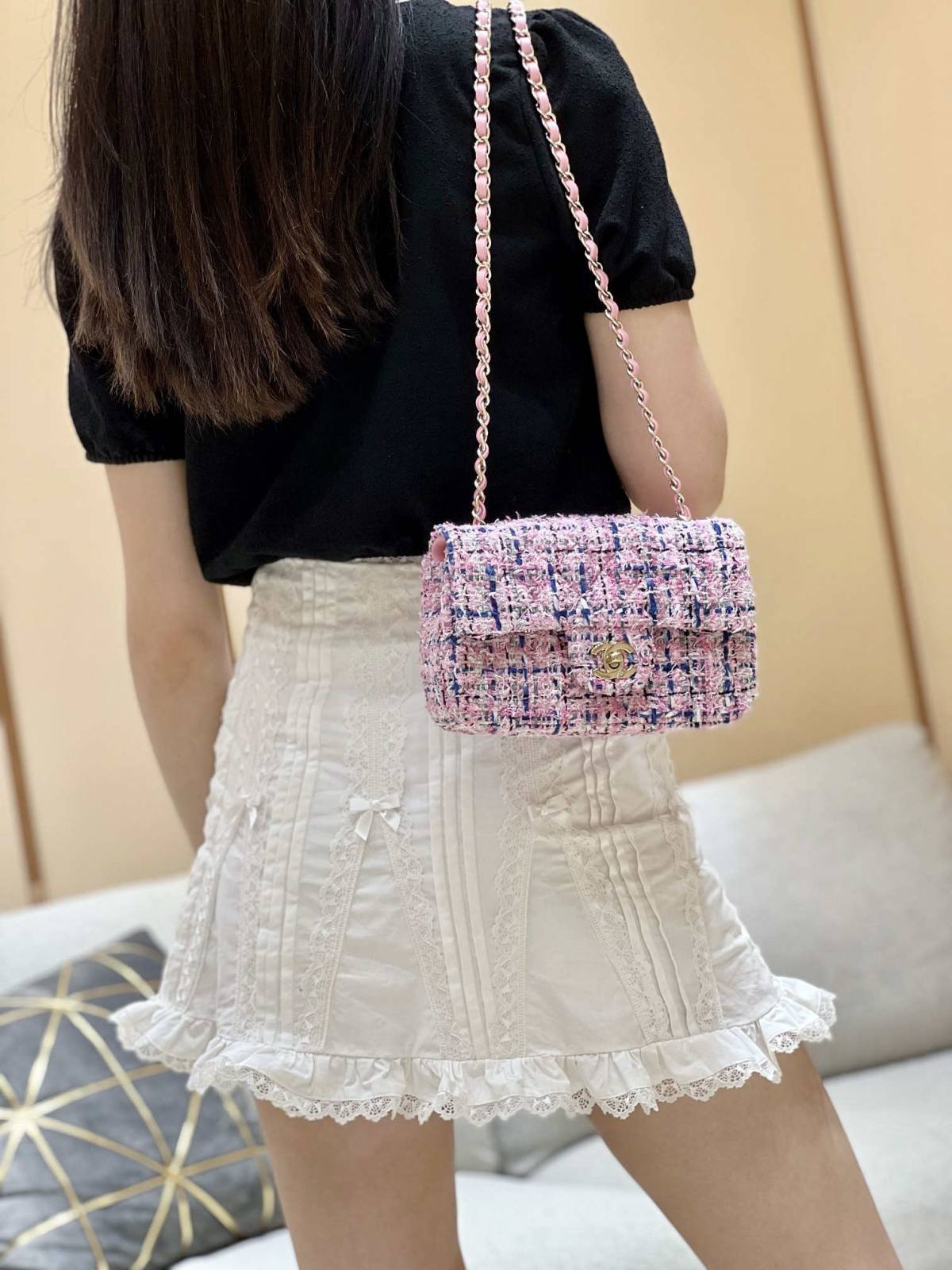 Ellebag’s Masterful Recreation of the Chanel CF 20cm AS1116 Pink Tweed Bag(2025 Jan Updated)-최고의 품질 가짜 루이비통 가방 온라인 스토어, 복제 디자이너 가방 ru