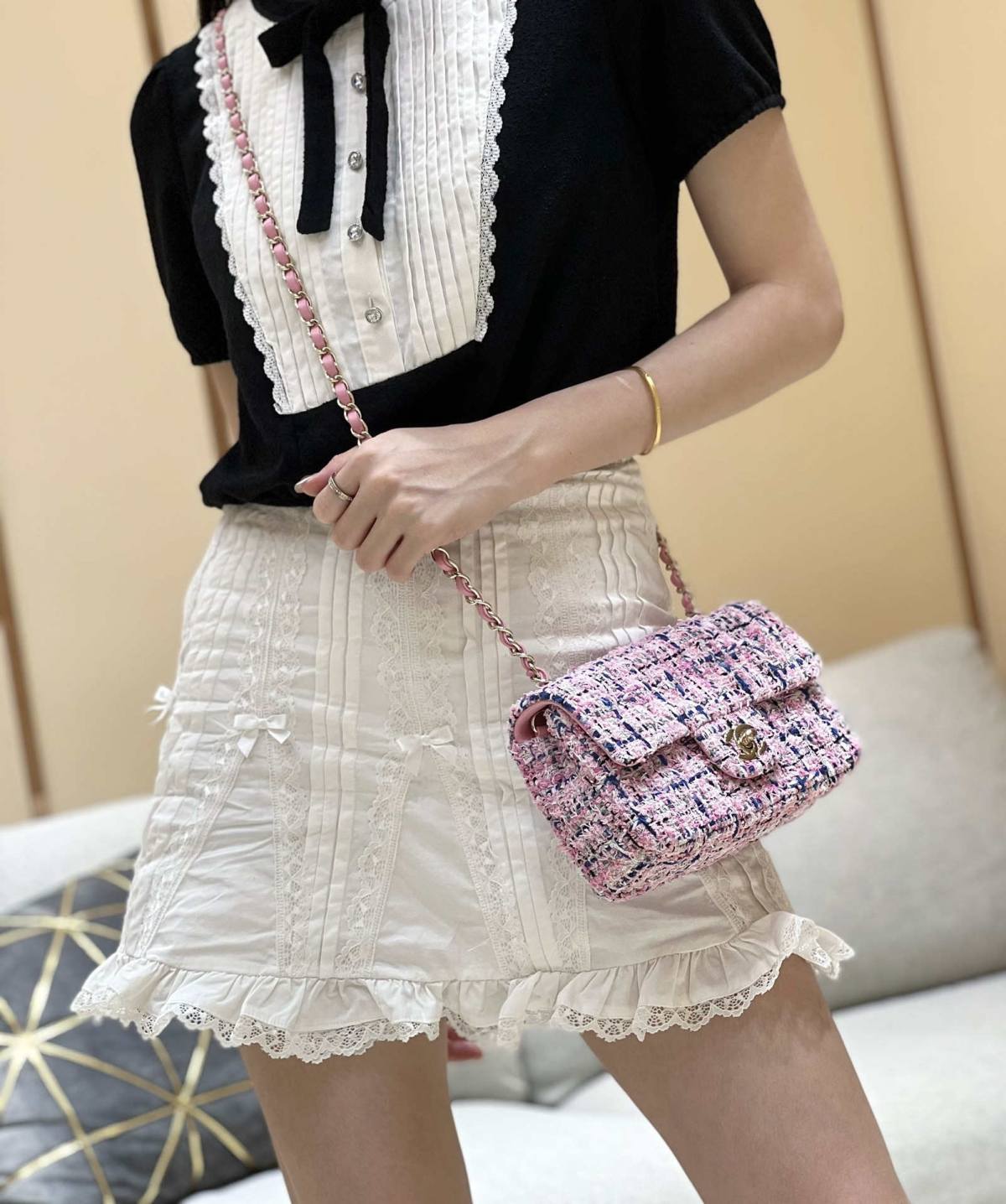 Ellebag’s Masterful Recreation of the Chanel CF 20cm AS1116 Pink Tweed Bag(2025 Jan Updated)-최고의 품질 가짜 루이비통 가방 온라인 스토어, 복제 디자이너 가방 ru