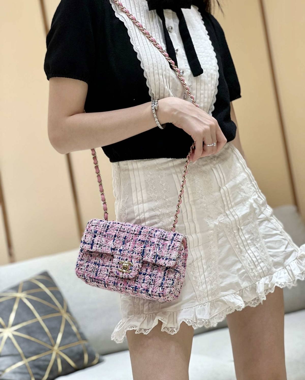 Ellebag’s Masterful Recreation of the Chanel CF 20cm AS1116 Pink Tweed Bag(2025 Jan Updated)-최고의 품질 가짜 루이비통 가방 온라인 스토어, 복제 디자이너 가방 ru