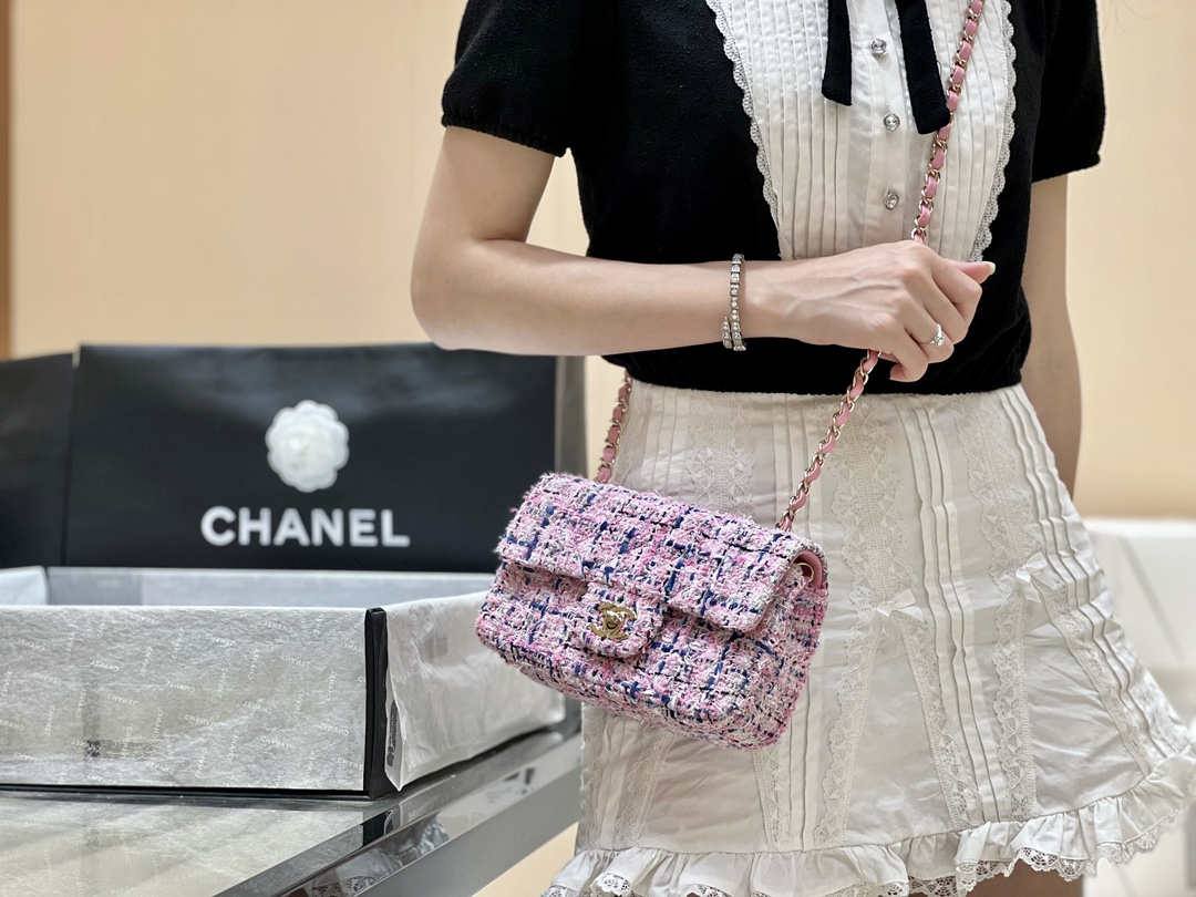 Ellebag’s Masterful Recreation of the Chanel CF 20cm AS1116 Pink Tweed Bag(2025 Jan Updated)-최고의 품질 가짜 루이비통 가방 온라인 스토어, 복제 디자이너 가방 ru