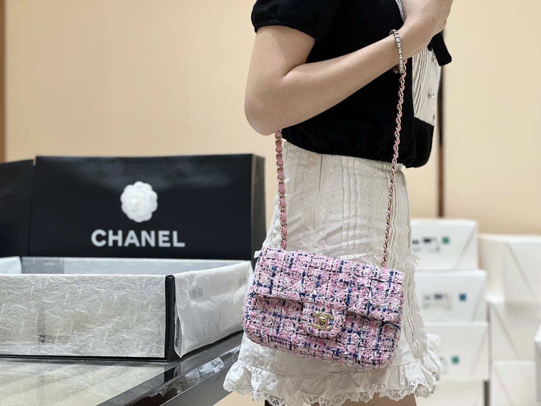 Ellebag’s Masterful Recreation of the Chanel CF 20cm AS1116 Pink Tweed Bag(2025 Jan Updated)-최고의 품질 가짜 루이비통 가방 온라인 스토어, 복제 디자이너 가방 ru