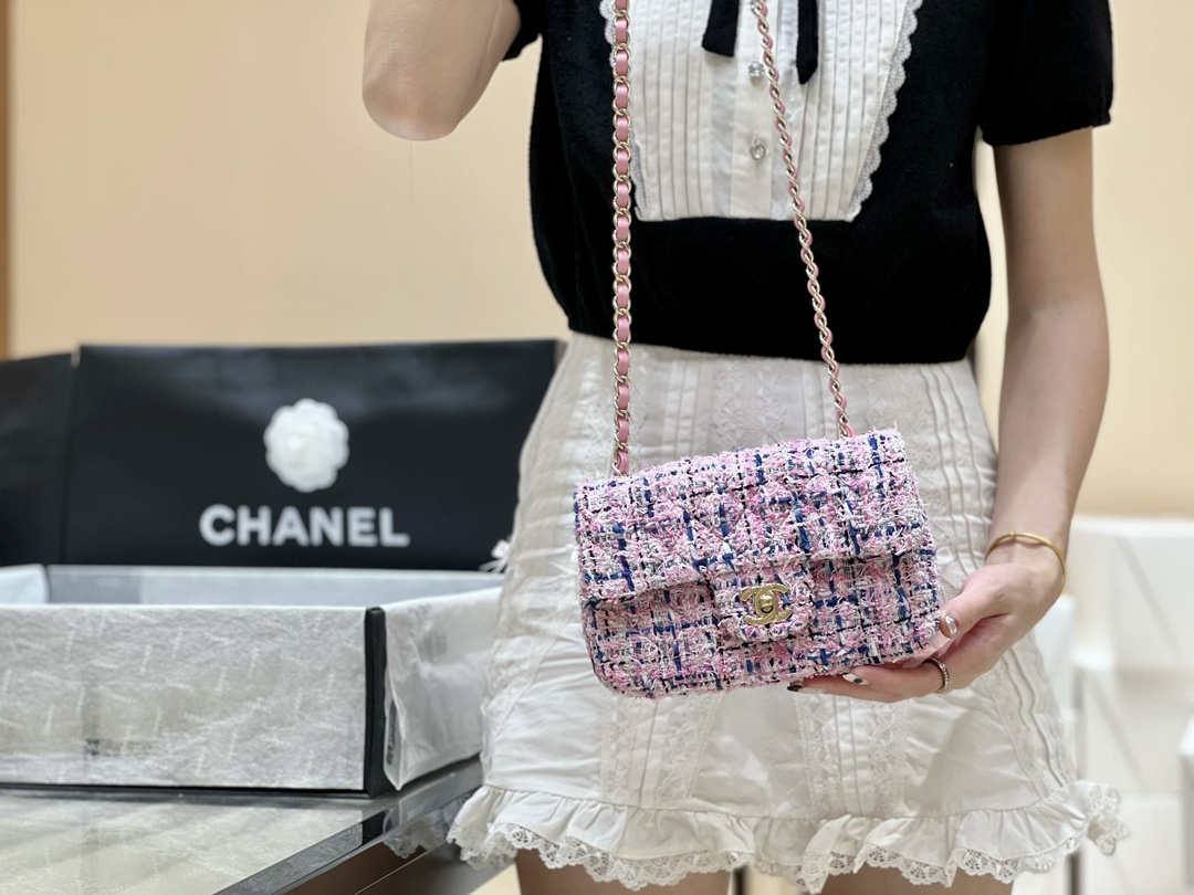 Ellebag’s Masterful Recreation of the Chanel CF 20cm AS1116 Pink Tweed Bag(2025 Jan Updated)-최고의 품질 가짜 루이비통 가방 온라인 스토어, 복제 디자이너 가방 ru