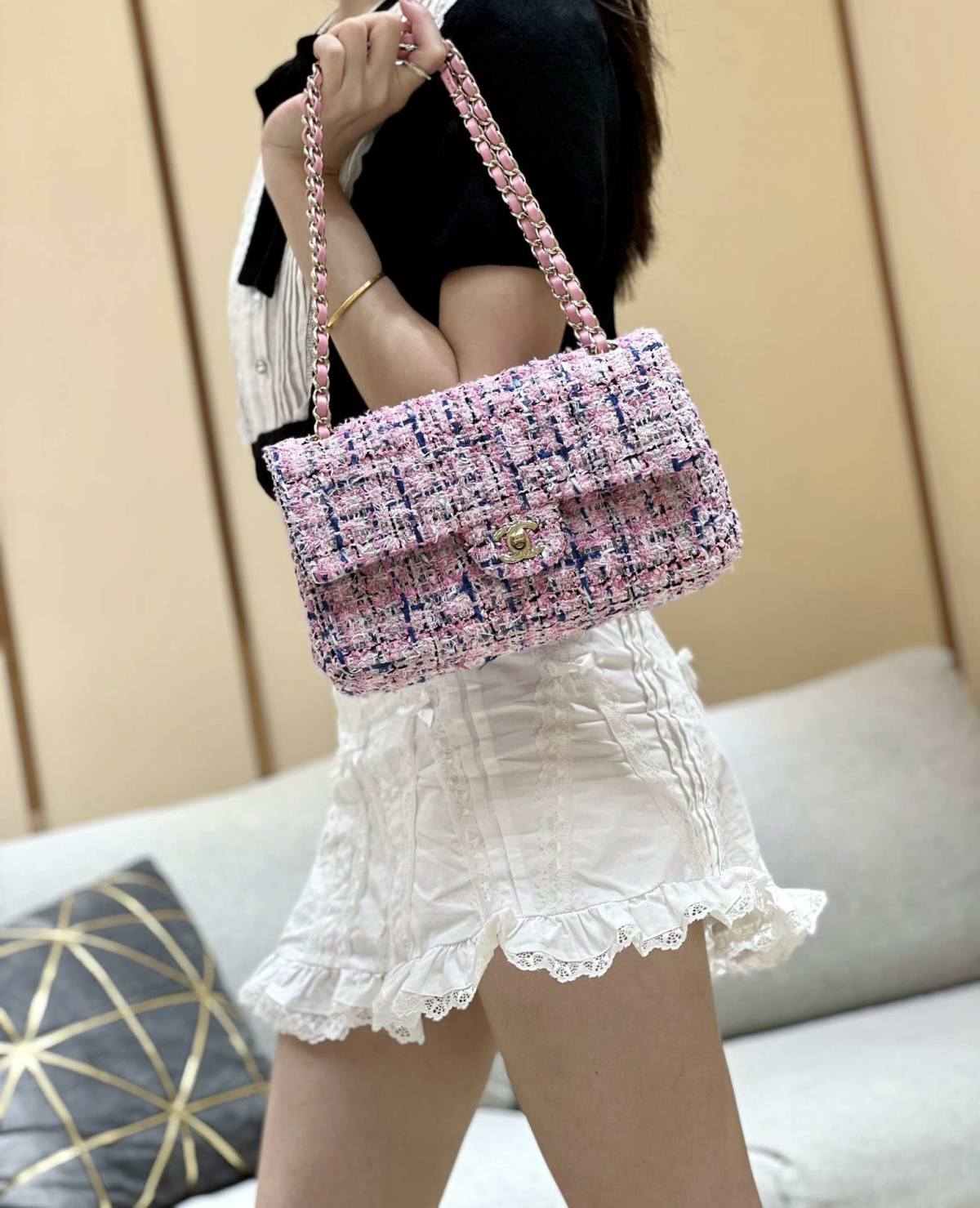 Ellebag’s Masterful Recreation of the Chanel CF 1112 Pink Tweed Bag(2025 Jan Updated)-Best Quality Fake Louis Vuitton Bag Online Store, Replica designer bag ru