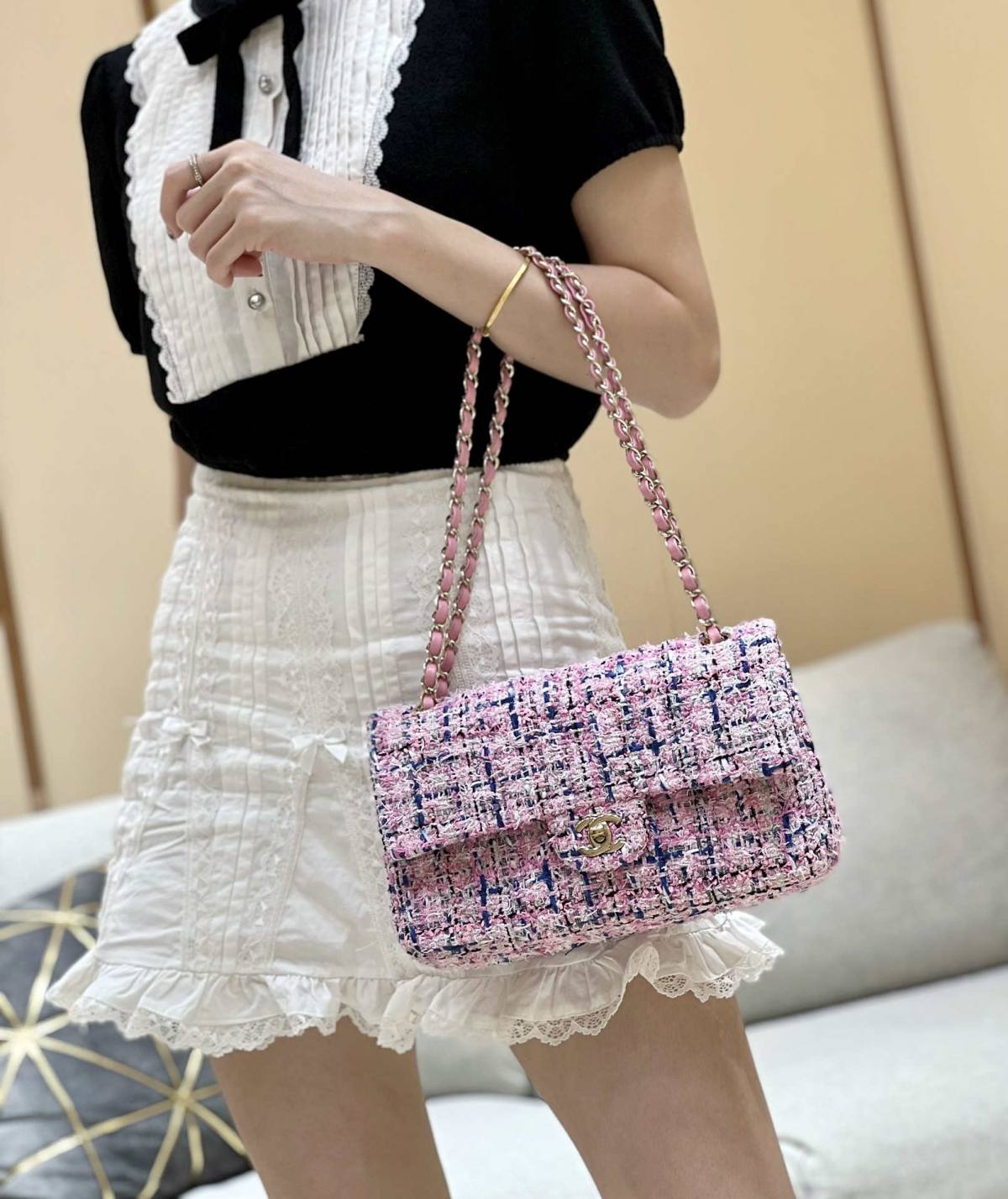 Ellebag’s Masterful Recreation of the Chanel CF 1112 Pink Tweed Bag(2025 Jan Updated)-Best Quality Fake Louis Vuitton Bag Online Store, Replica designer bag ru