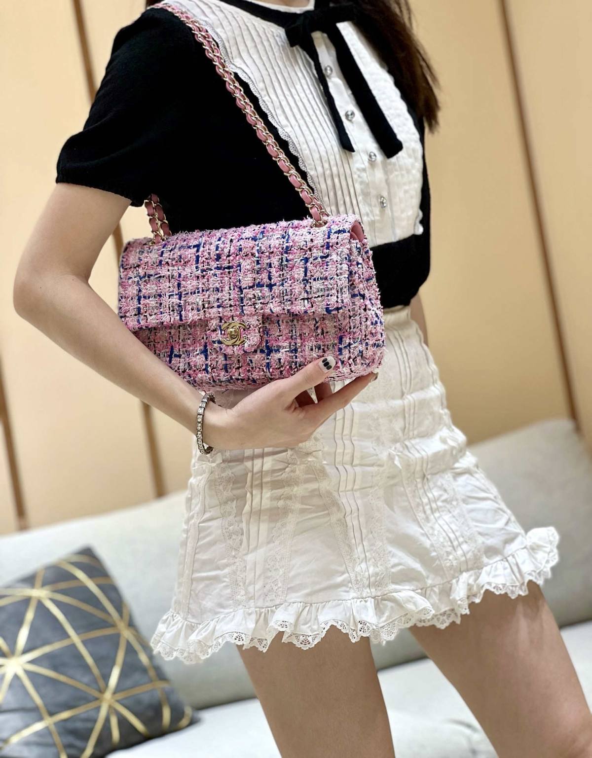 Ellebag’s Masterful Recreation of the Chanel CF 1112 Pink Tweed Bag(2025 Jan Updated)-Best Quality Fake Louis Vuitton Bag Online Store, Replica designer bag ru