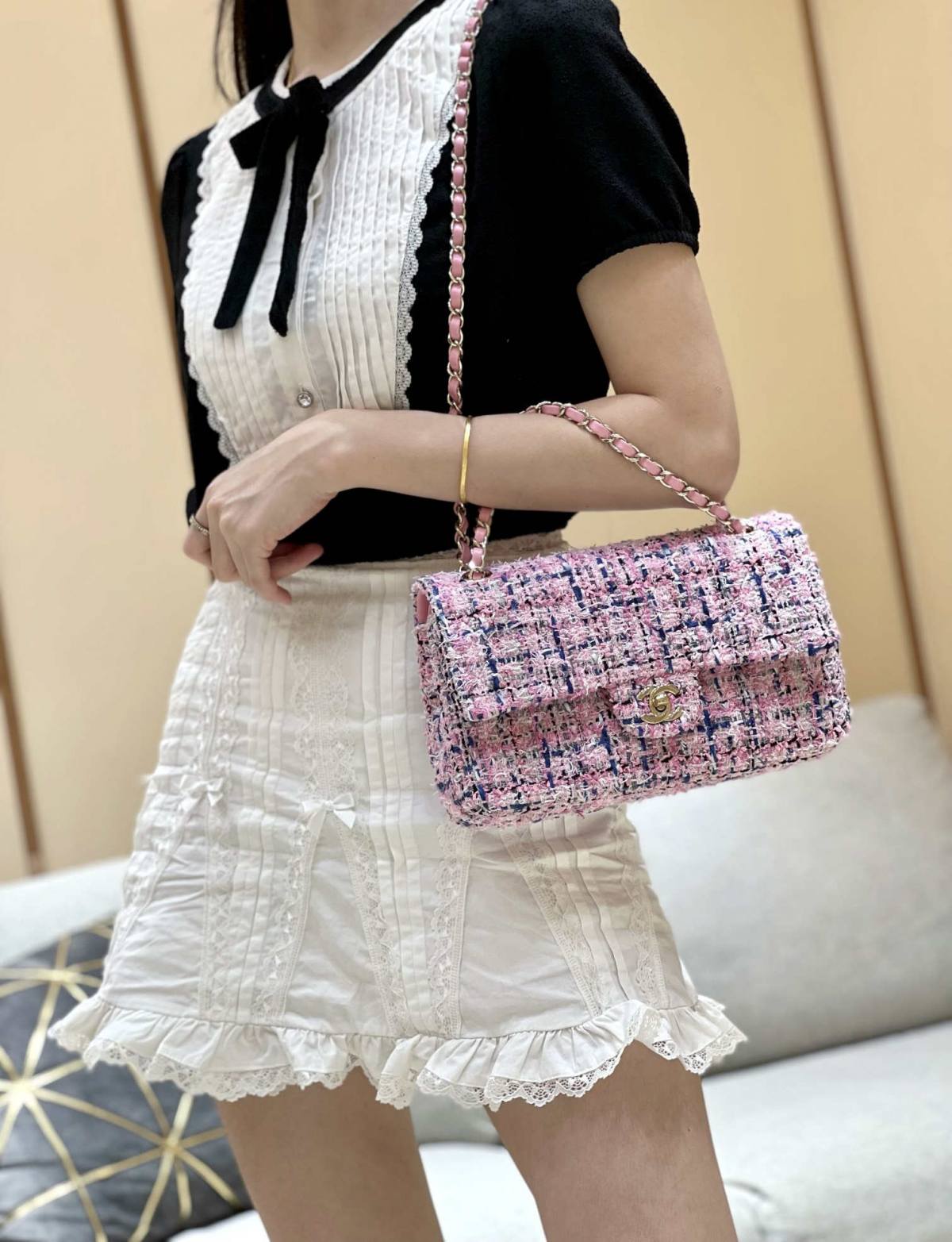 Ellebag’s Masterful Recreation of the Chanel CF 1112 Pink Tweed Bag(2025 Jan Updated)-Best Quality Fake Louis Vuitton Bag Online Store, Replica designer bag ru