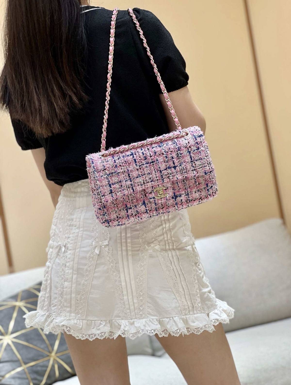 Ellebag’s Masterful Recreation of the Chanel CF 1112 Pink Tweed Bag(2025 Jan Updated)-Best Quality Fake Louis Vuitton Bag Online Store, Replica designer bag ru