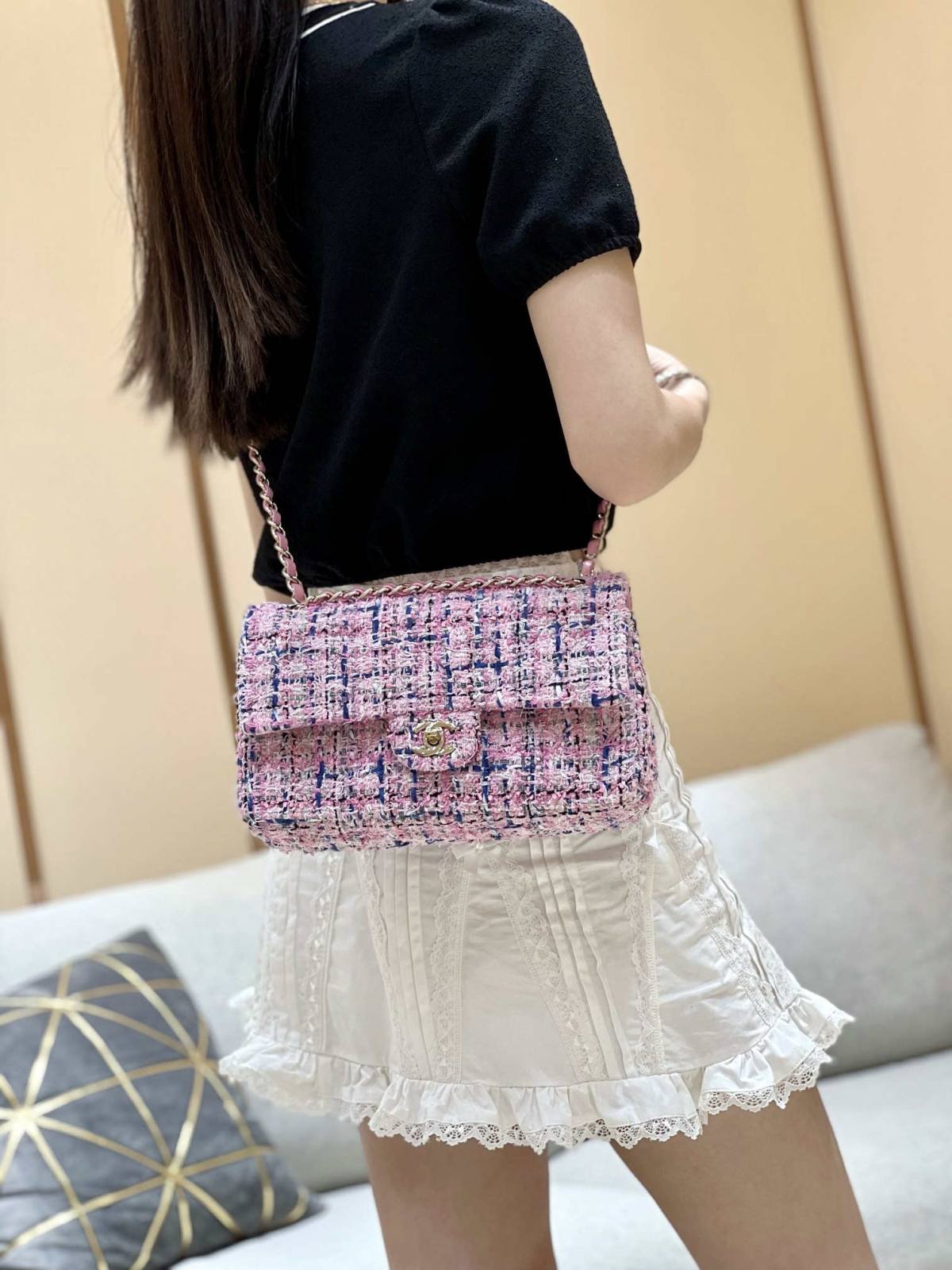 Ellebag’s Masterful Recreation of the Chanel CF 1112 Pink Tweed Bag(2025 Jan Updated)-Best Quality Fake Louis Vuitton Bag Online Store, Replica designer bag ru