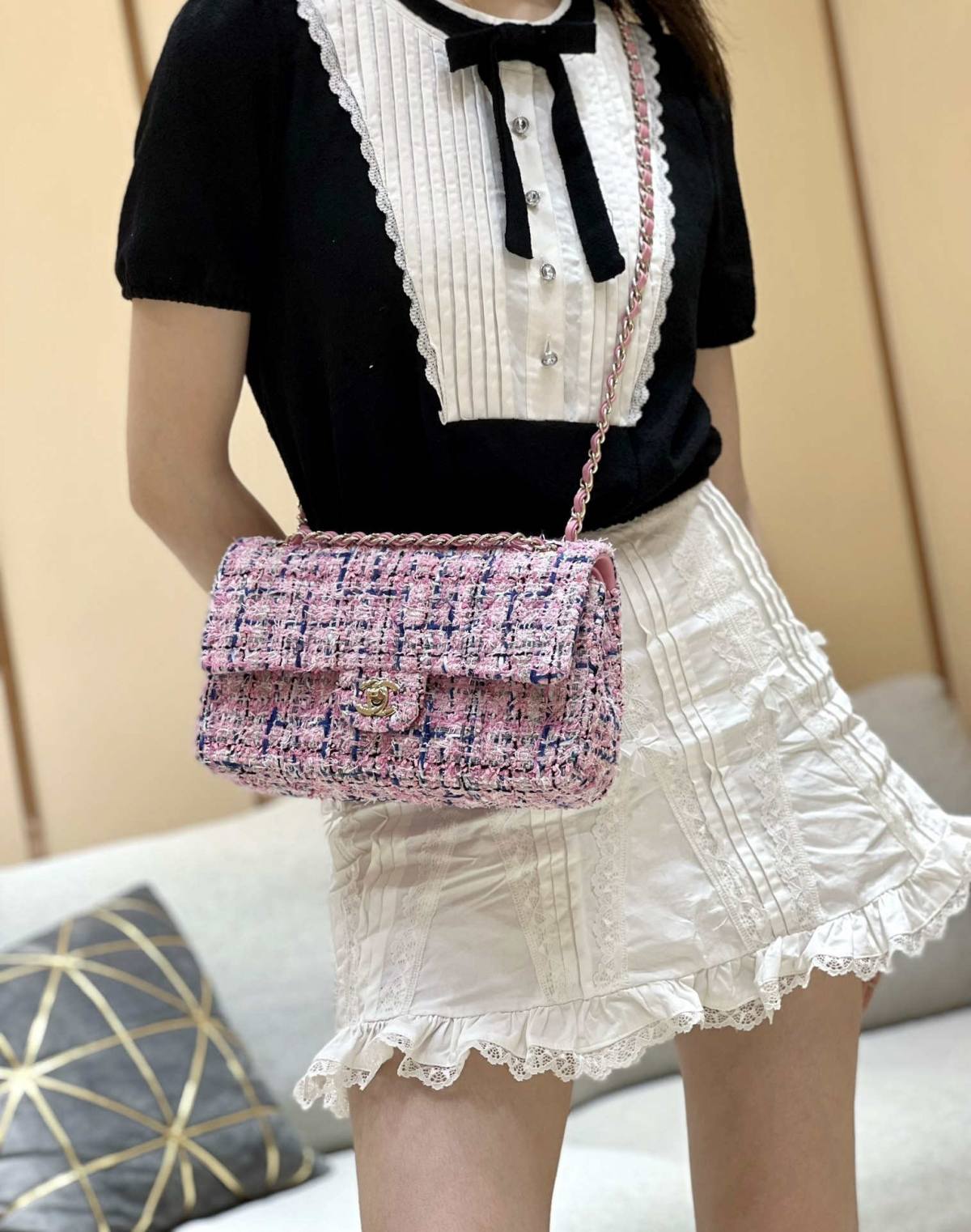 Ellebag’s Masterful Recreation of the Chanel CF 1112 Pink Tweed Bag(2025 Jan Updated)-Best Quality Fake Louis Vuitton Bag Online Store, Replica designer bag ru