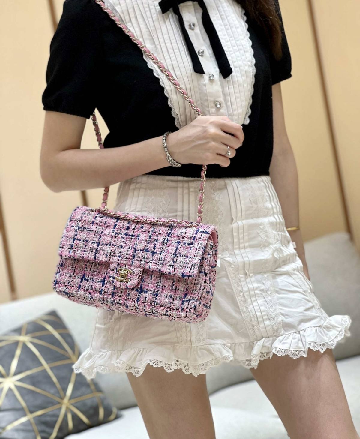 Ellebag’s Masterful Recreation of the Chanel CF 1112 Pink Tweed Bag(2025 Jan Updated)-Best Quality Fake Louis Vuitton Bag Online Store, Replica designer bag ru