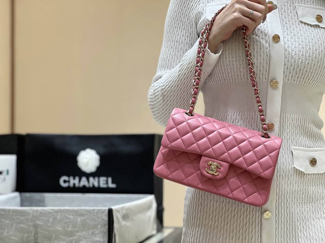 Ellebag’s Top-Grade Replica of the Chanel Classic Flap Small Bag: A 23cm Deep Pink Lambskin with Champagne Gold Hardware(2025 Feb Updated)-Bescht Qualitéit Fake Louis Vuitton Bag Online Store, Replica Designer Bag ru