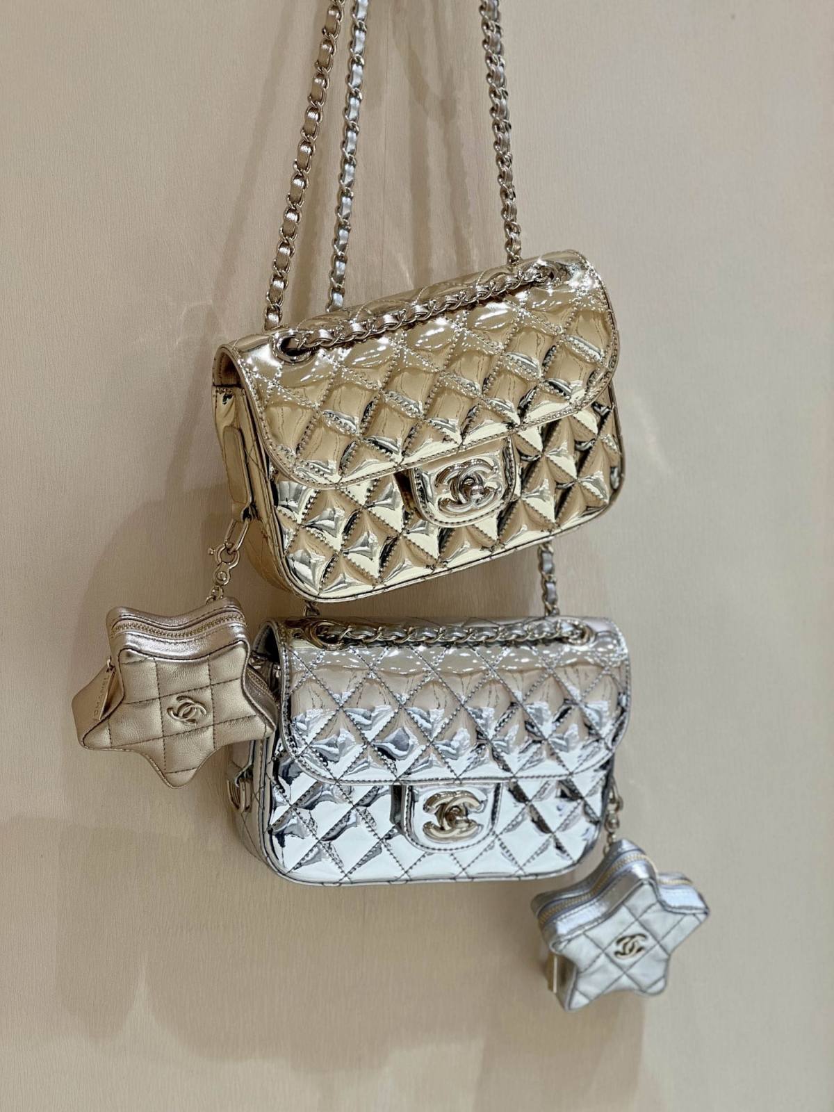 Exploring Ellebag’s Top-Grade Replica of the Chanel Classic Flap Chain Bag: A 12.5cm x 19cm Shiny Silver Edition with Gunmetal Hardware(2025 Mar Updated)-最好的質量假路易威登包網上商店，複製設計師包 ru