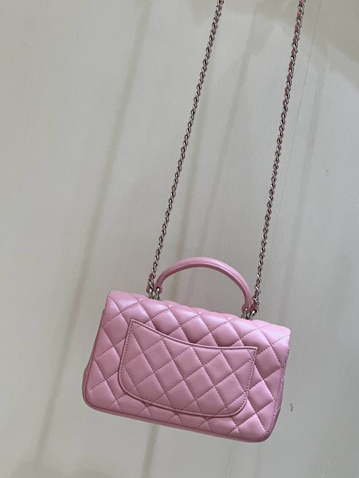 Exploring Ellebag’s Top-Grade Replica of the Chanel Classic Flap Mini Top Handle Bag: A 20cm Pink Lambskin Delight(2025 Mar Updated)-Best Quality Fake Louis Vuitton Bag Online Store, Replica designer bag ru