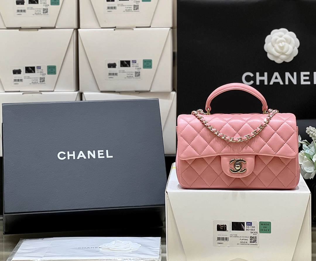 Exploring Ellebag’s Top-Grade Replica of the Chanel Classic Flap Mini Top Handle Bag: A 20cm Pink Lambskin Delight(2025 Mar Updated)-Best Quality Fake Louis Vuitton Bag Online Store, Replica designer bag ru