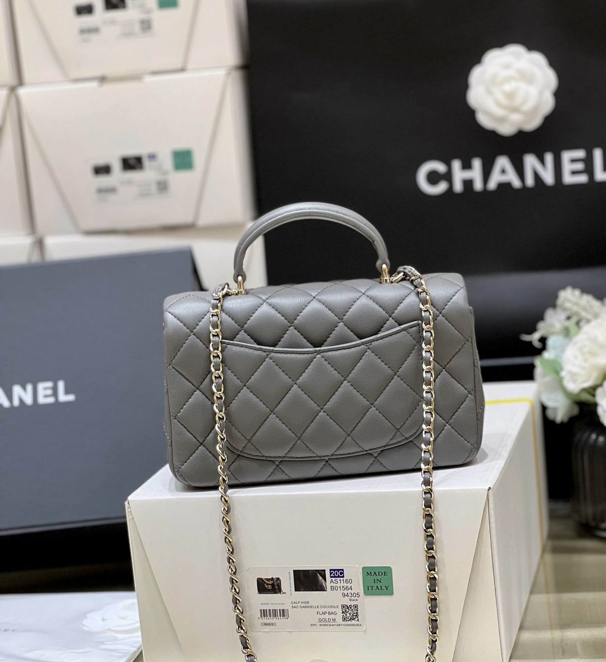 Exploring Ellebag’s Top-Grade Replica of the Chanel Classic Flap Mini Top Handle Bag: A 20cm Smoky Gray Lambskin Masterpiece(2025 Mar Updated)-Best Quality Fake Louis Vuitton Bag Online Store, Replica designer bag ru