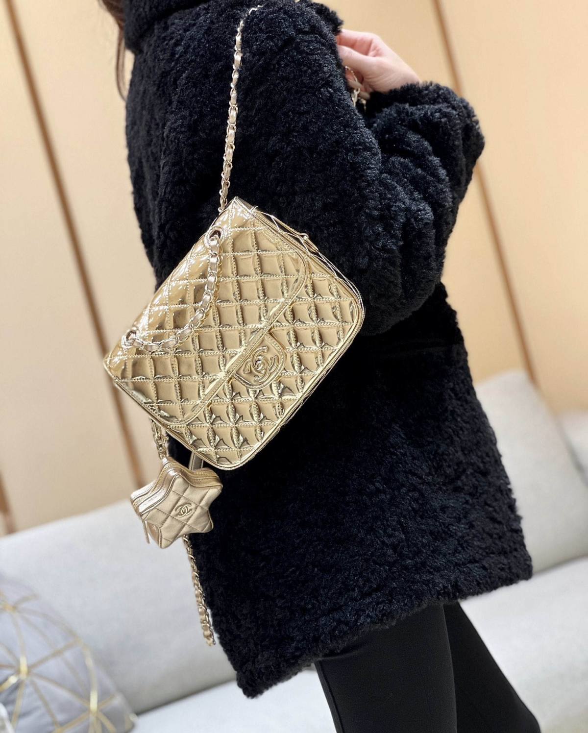 Exploring the Craftsmanship of Ellebag’s Top-Grade Replica: Backpack & Star Coin Purse in Champagne Lambskin with Gold Hardware(2025 Mar Updated)-Best Quality Replica designer Bag factory in China